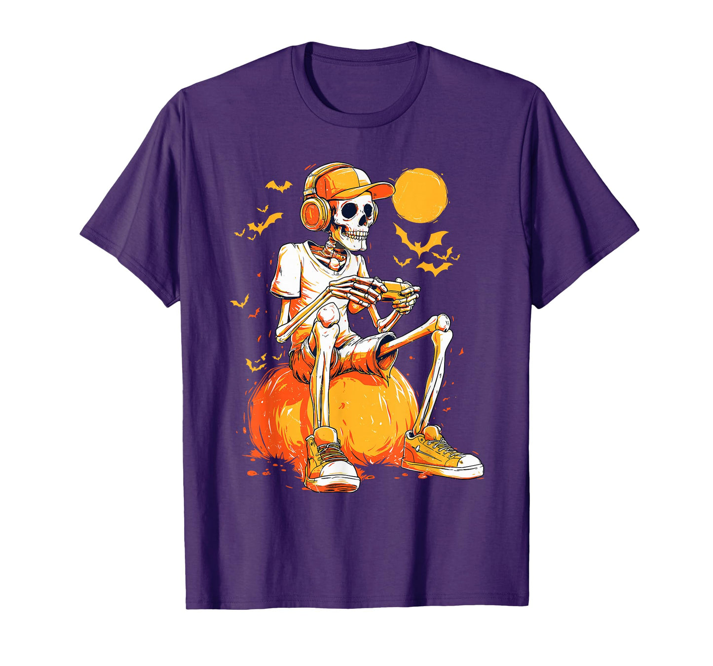 Halloween Skeleton Gamer Video Gaming Boys Men Kids Tees T-Shirt
