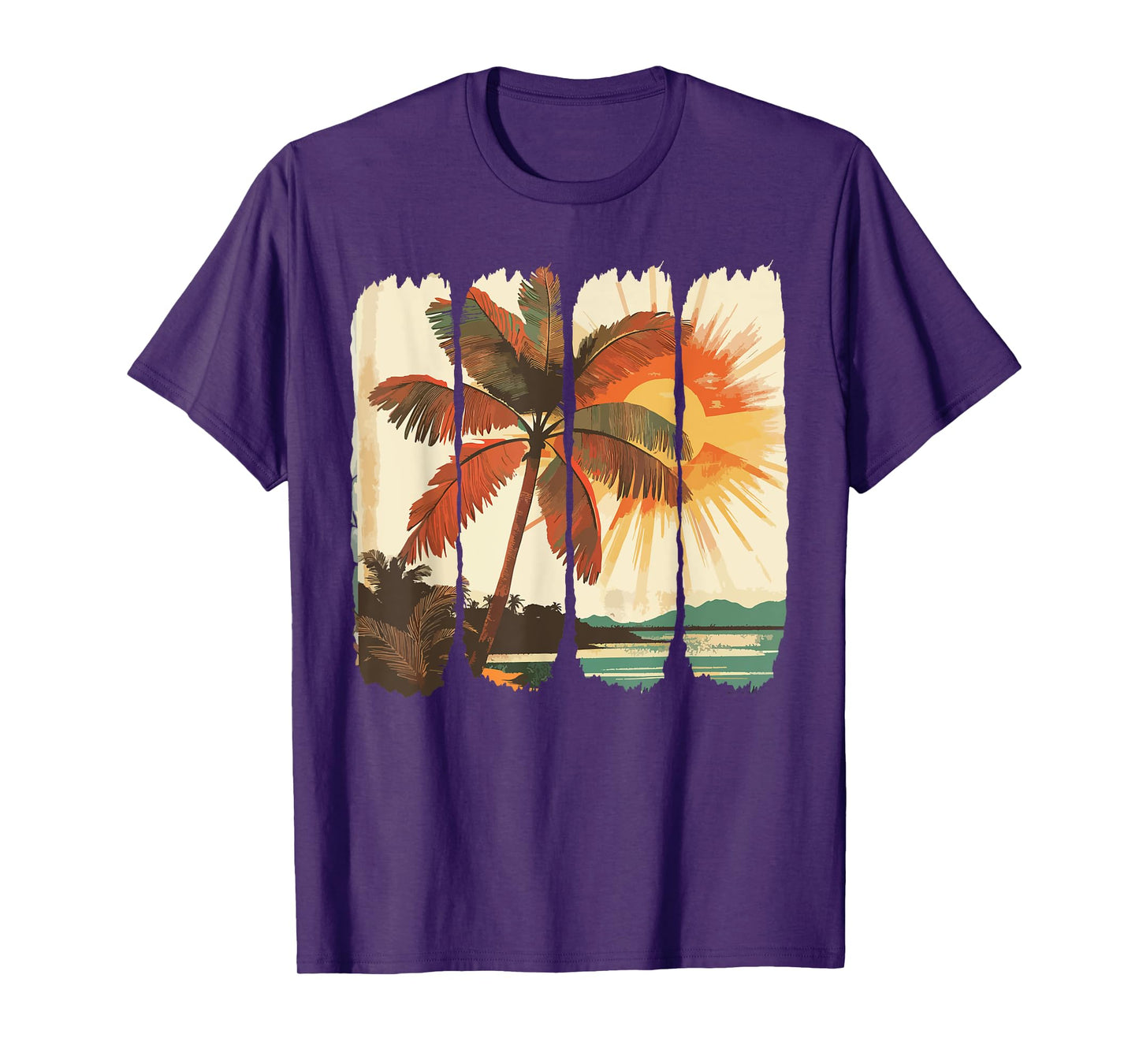 Summer Sunset Palm Trees Cool Spring Beach T-Shirt