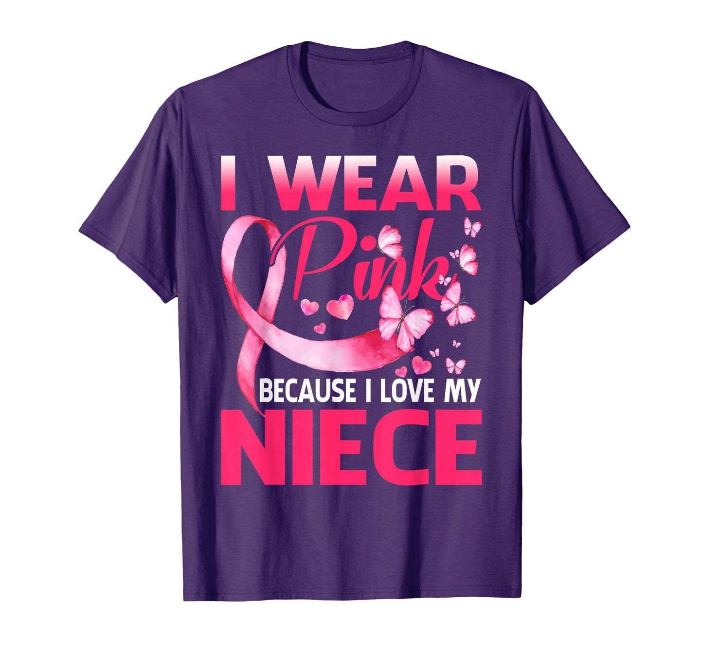 I Wear Pink For My Niece Breast Cancer Awareness Butterfly T-Shirt