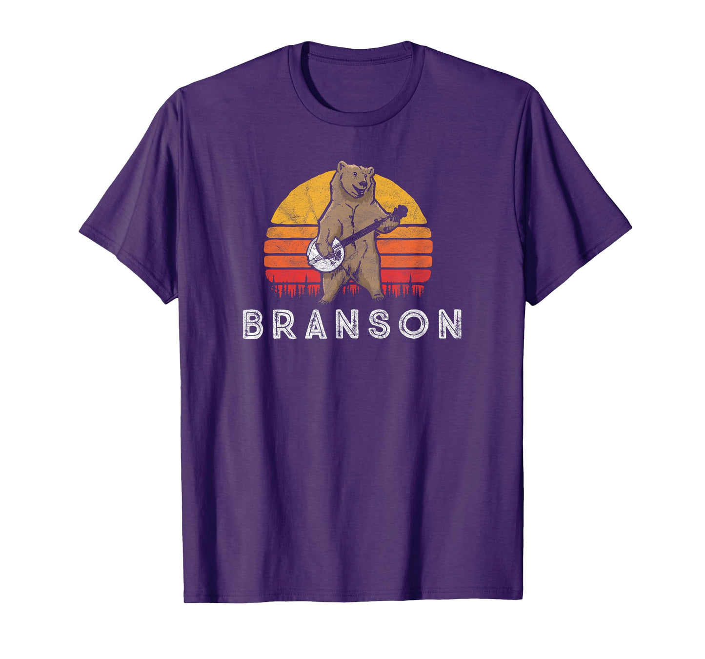 Branson Missouri Bluegrass Banjo Bear Funny Retro T-Shirt