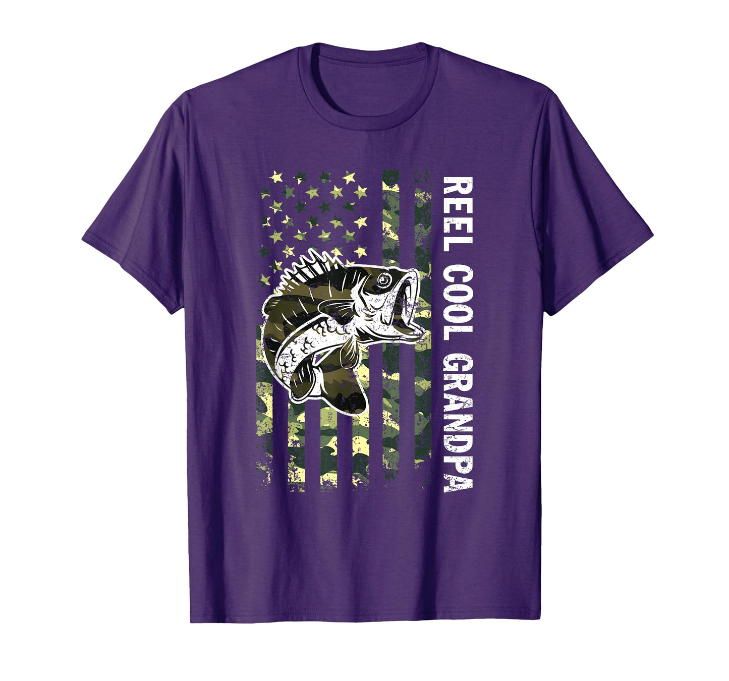 Reel Cool Grandpa Camouflage American Flag Fathers Day T-Shirt