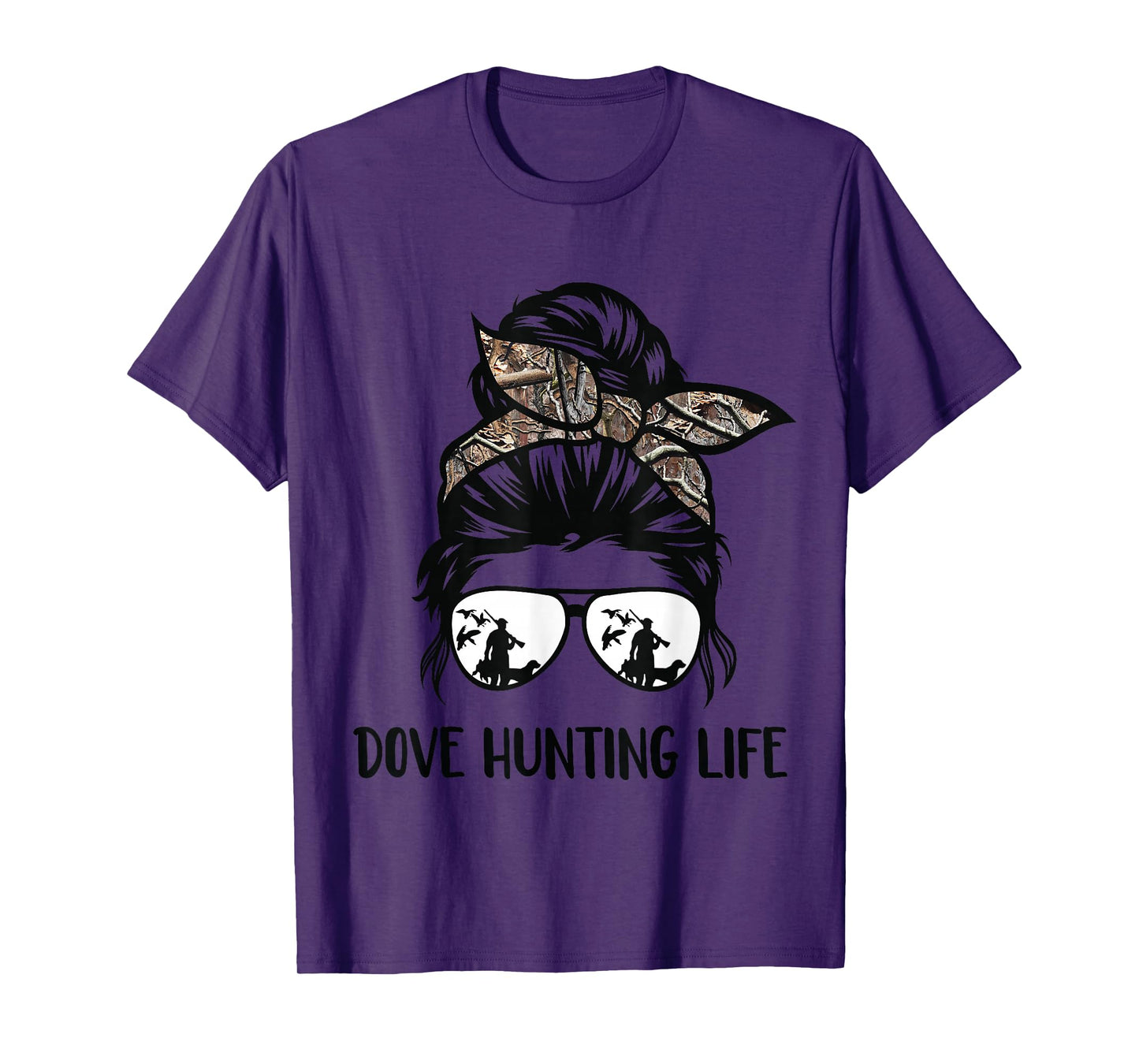 dove hunting life messy bun Funny Dove Hunter woman mom T-Shirt