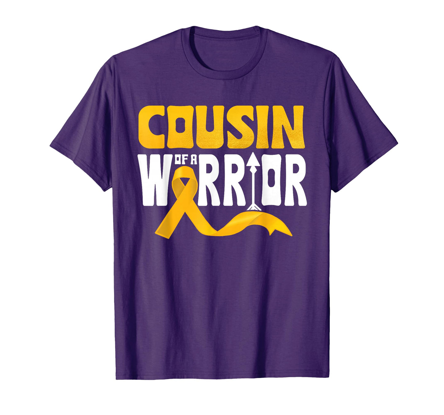 Cousin Of A Warrior Childhood Cancer Awareness Gold Ribbon T-Shirt