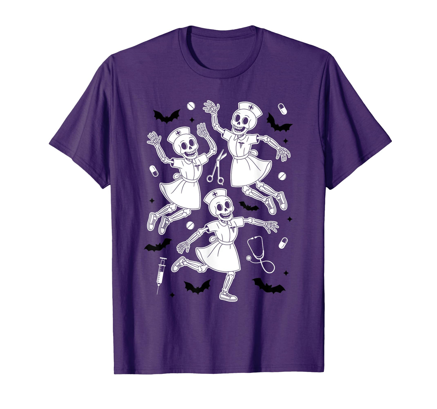 Halloween Nurse Costume Nursing Gifts Dancing Skeletons T-Shirt