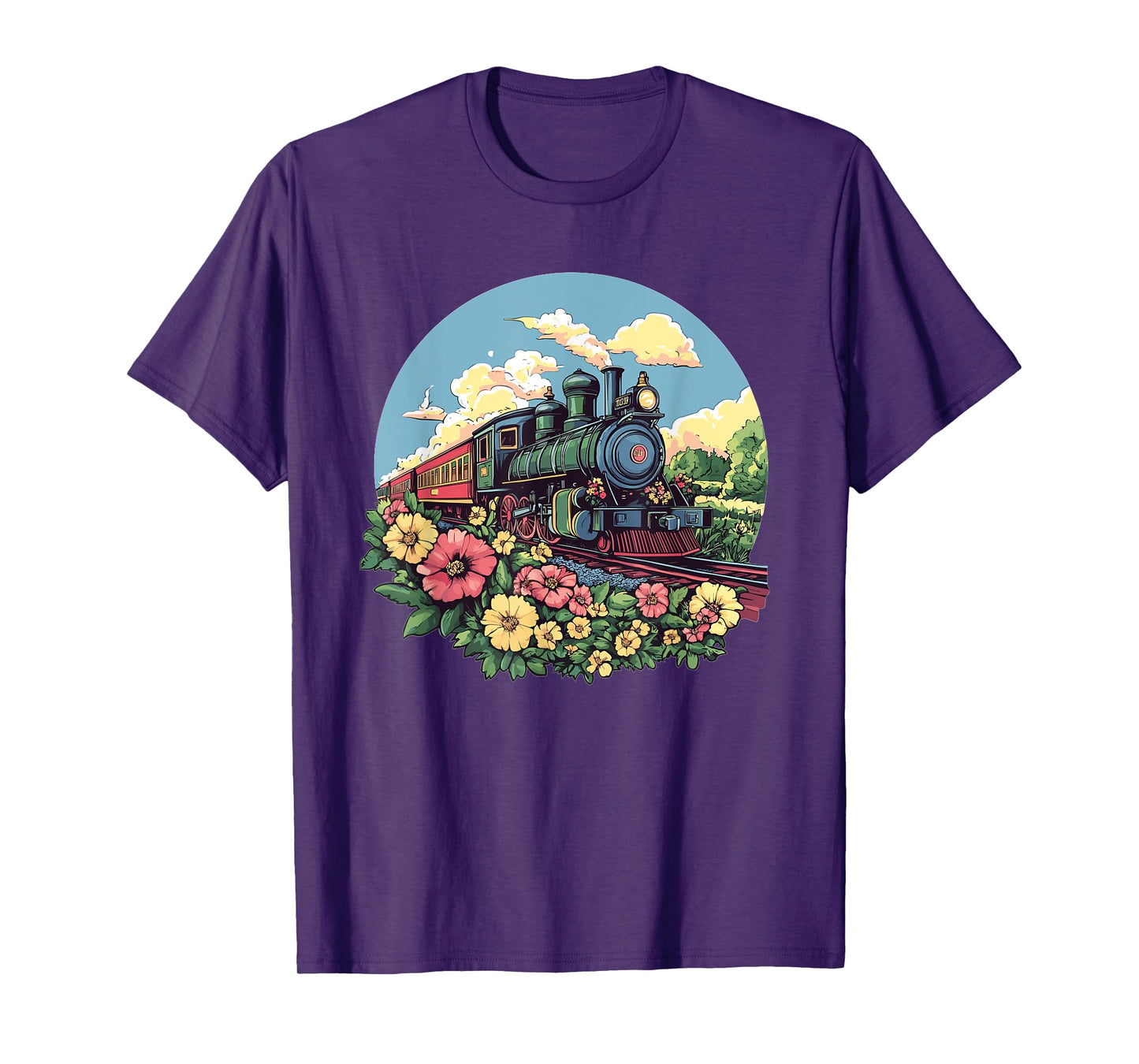 Vintage Steam Train Floral Adventure T-Shirt
