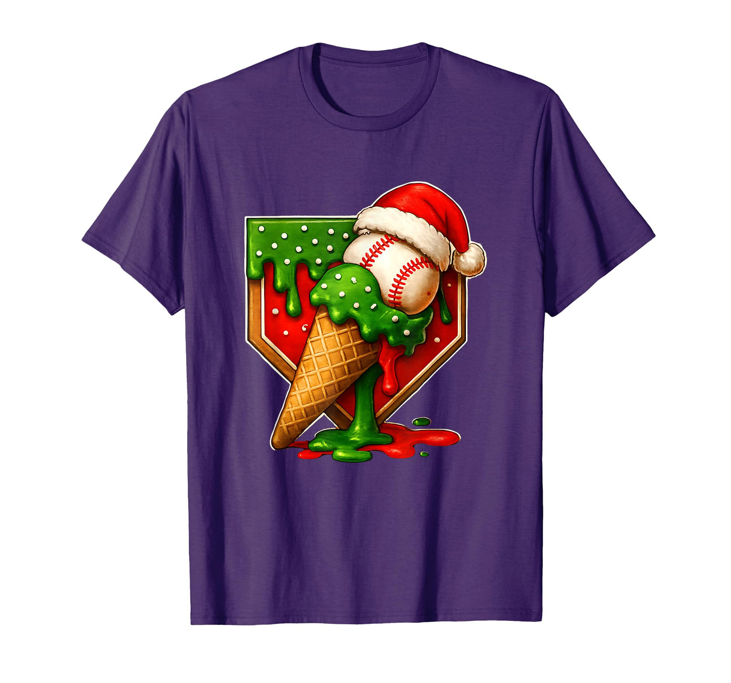 Baseball Xmas Christmas Baseball Ice Cream Drip Boys T-Shirt