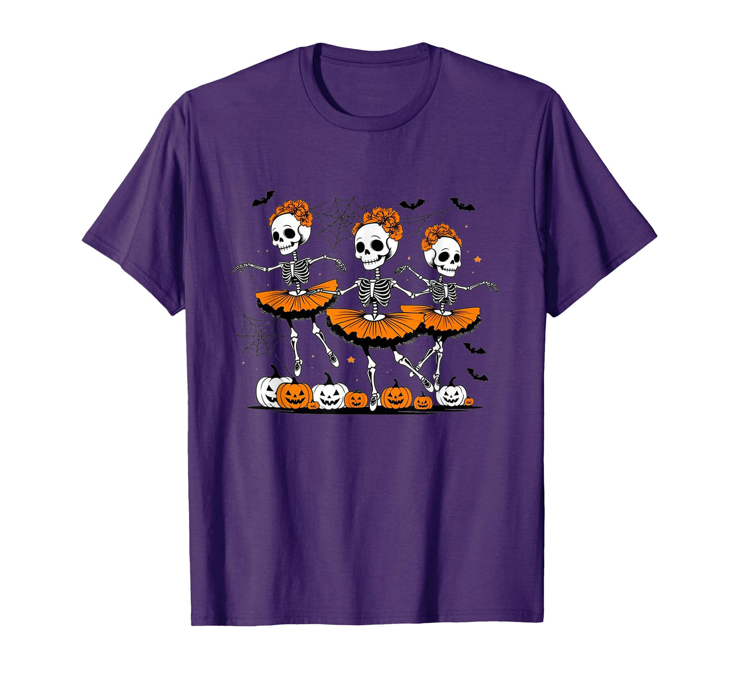 Halloween Ballet Pumpkins Skeletons Bats Spiders and Tutus T-Shirt