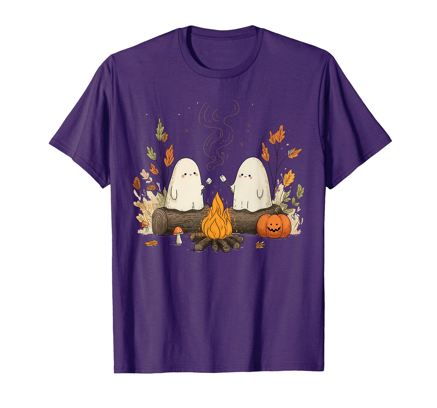 Ghost Camping Fall Campfire Halloween Spooky Autumn Nature T-Shirt