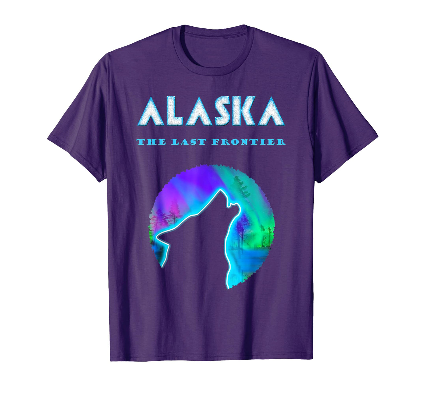 Cool Alaska Crawling Wild Wolf with Aurora Snow Scene T-Shirt