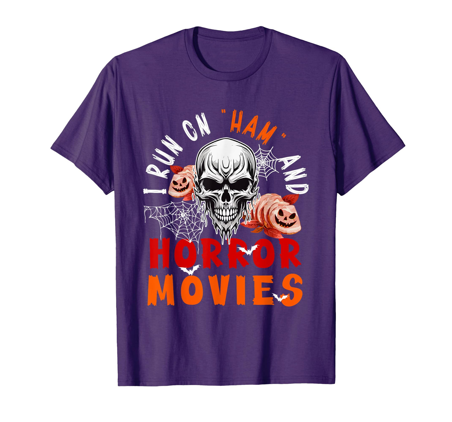 Running On Ham and Horror Movies Halloween Horror Skull T-Shirt