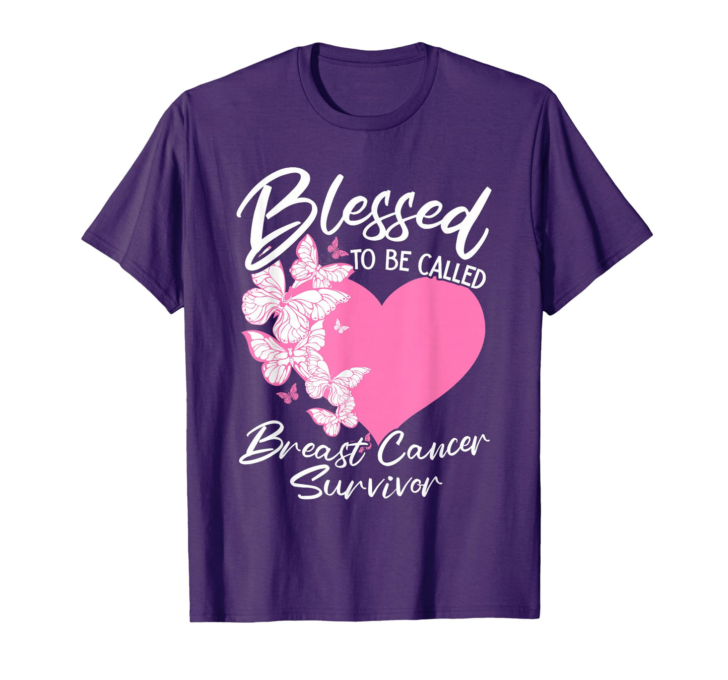 Blessed To Be Called Breast Cancer Survivor Pink Butterfly T-Shirt