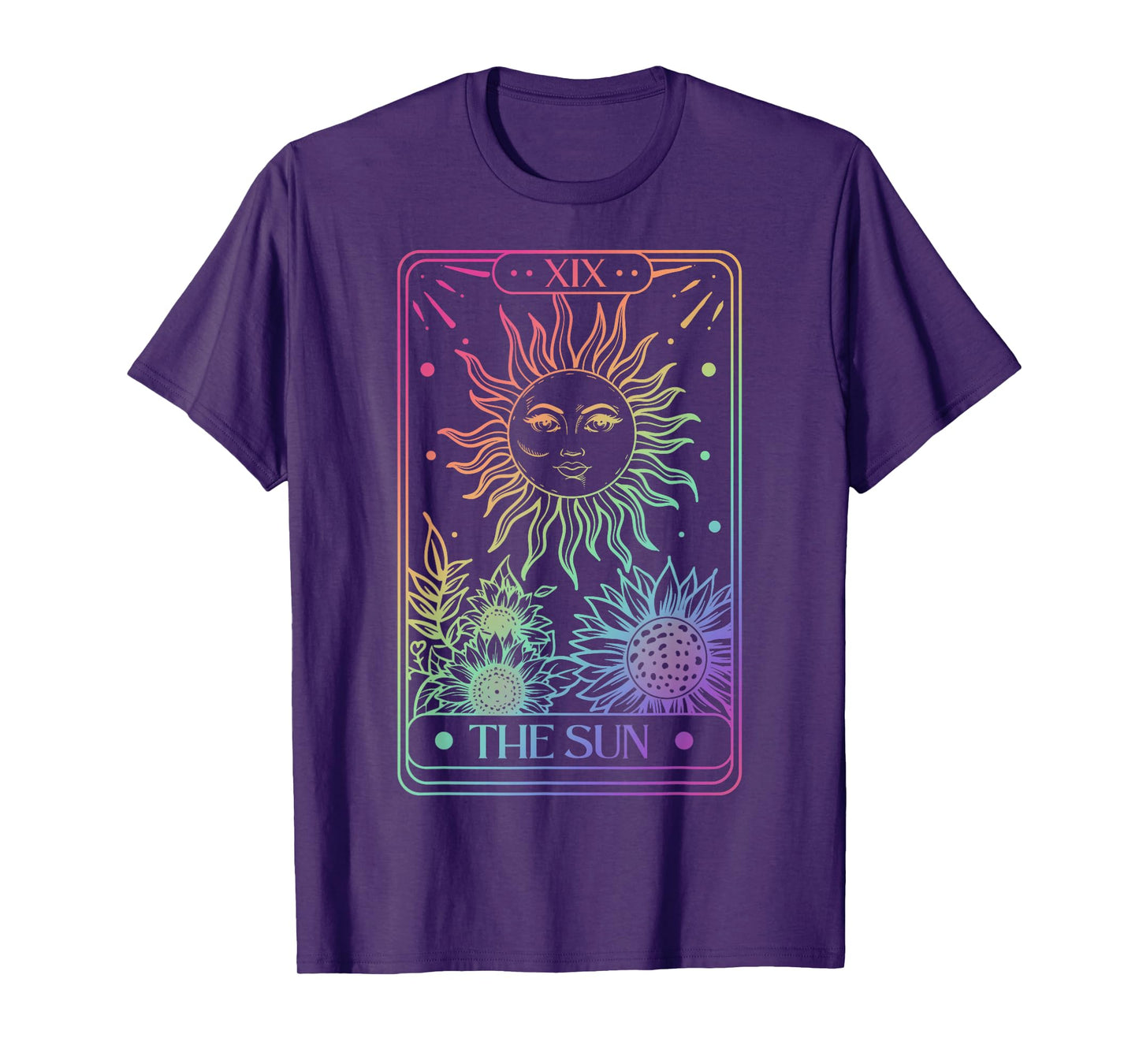 Sun Tarot Card Magic Sunflower Rainbow Design Wildflower Fun T-Shirt