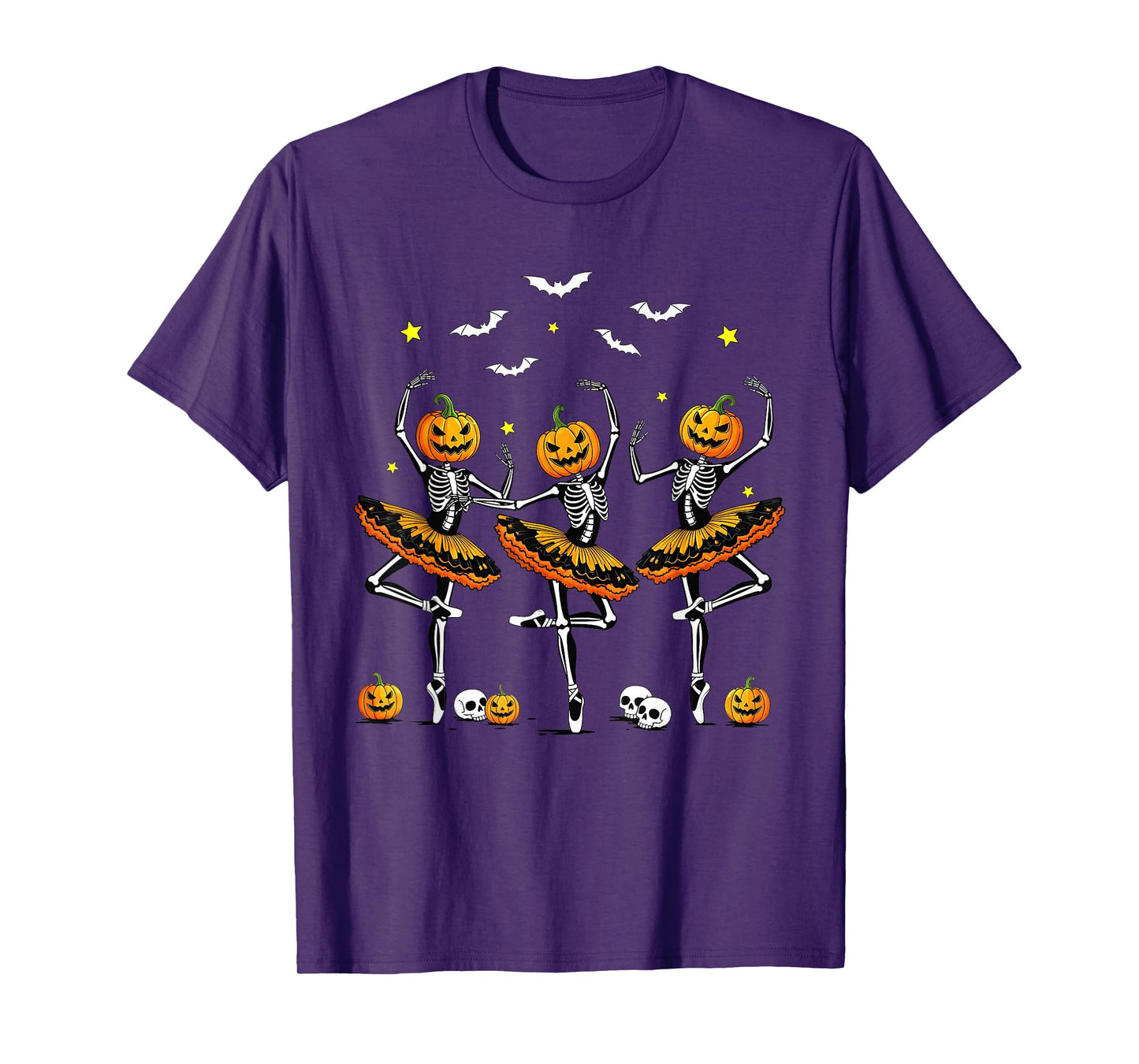 Ballet Pumpkin Skeleton Scary Halloween Men Women Boys Girl T-Shirt