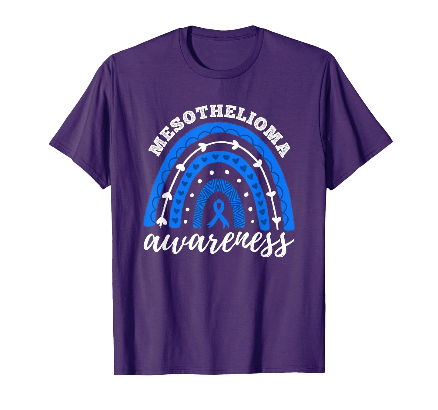 Rainbow Blue Ribbon Mesothelioma Awareness T-Shirt