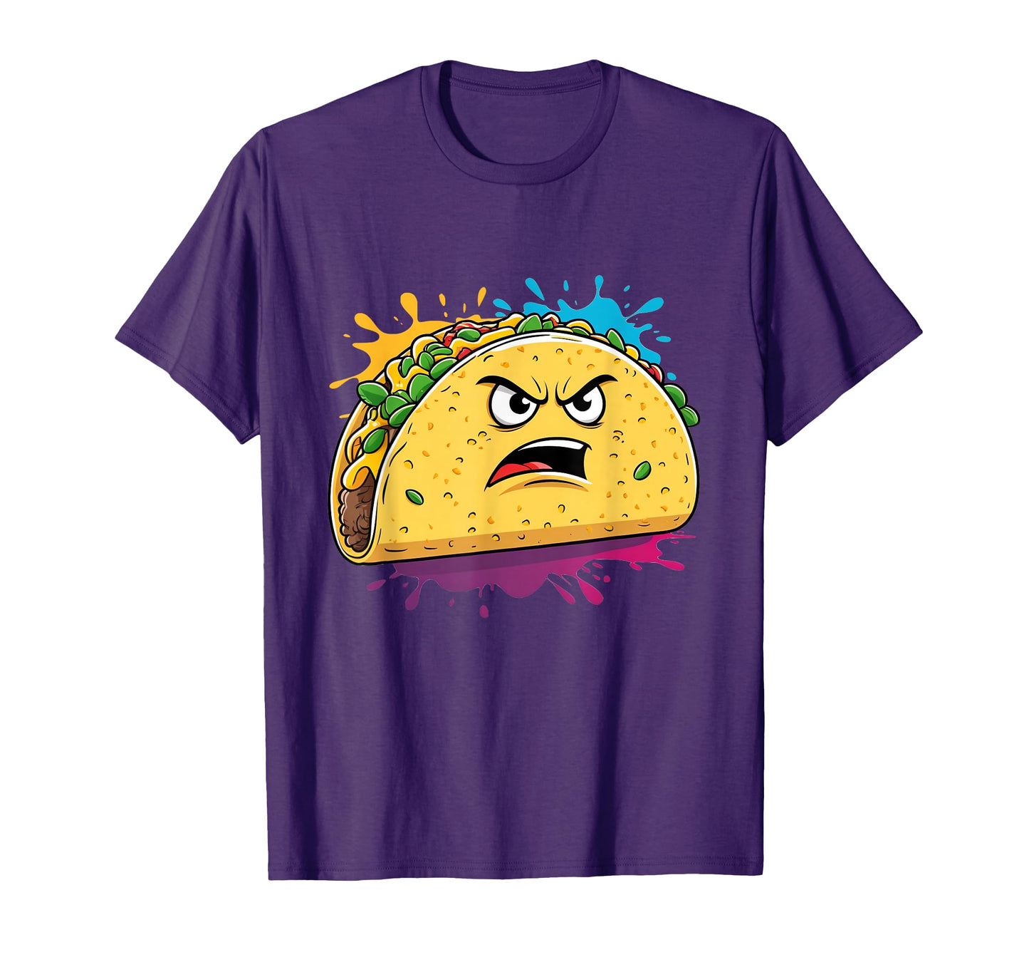 Angry Taco Cartoon Character Illustration T-Shirt