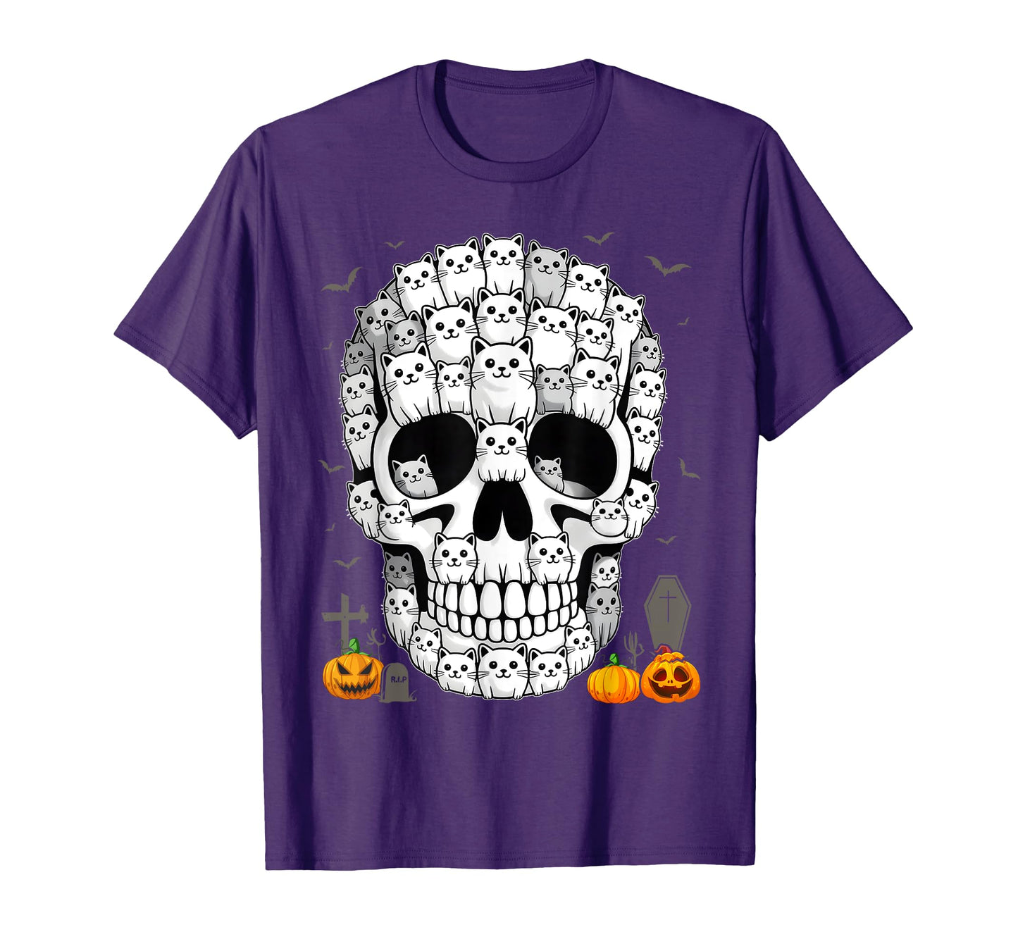 Best Skull for Men Women Halloween Skeleton Cat Lover T-Shirt