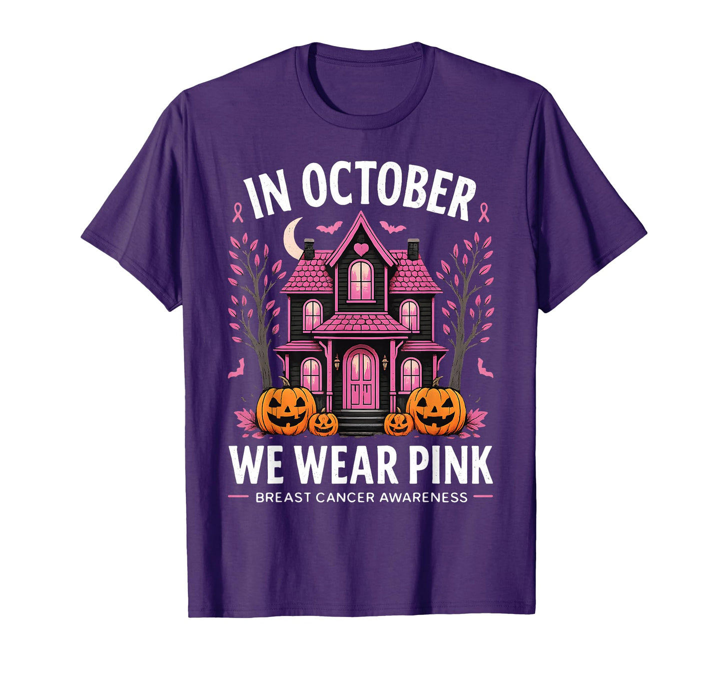 in October We Wear Pink Breast Cancer Awareness Women Girls T-Shirt