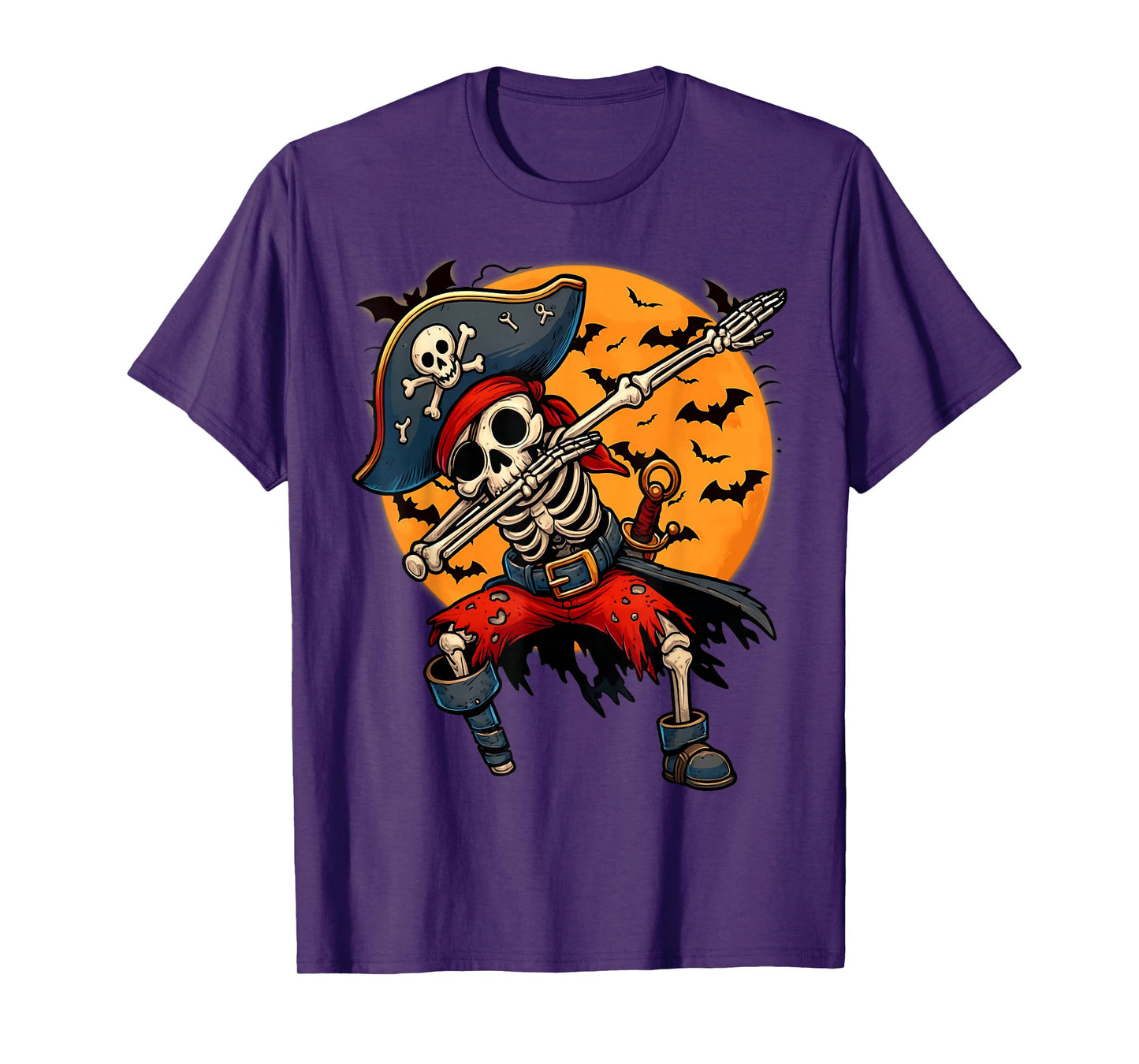 Dabbing Pirate Skeleton Funny Skull Dab Skeleton Halloween T-Shirt