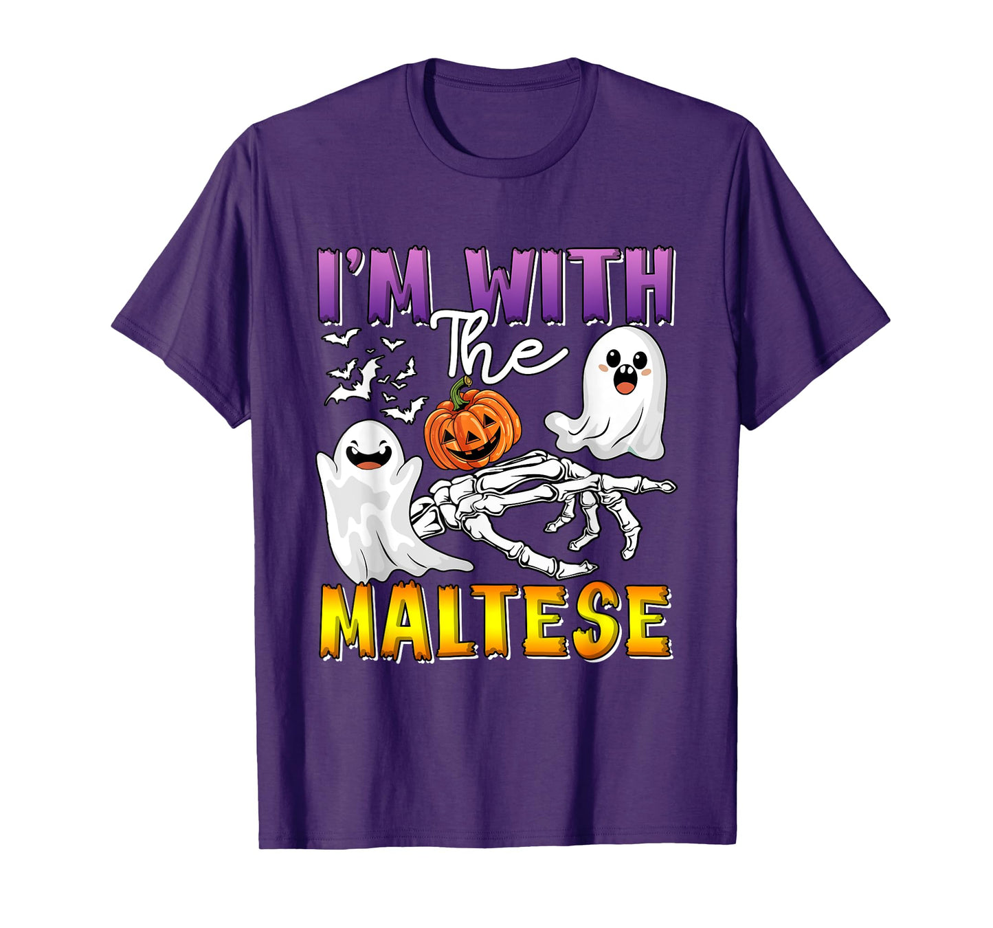 I'm with Maltese Halloween Boo Ghost Funny Single Owner T-Shirt