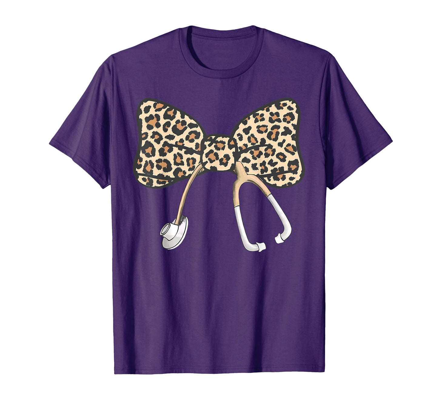 Coquette Bow Stethoscope Leopard Nurse Registered Nurse T-Shirt