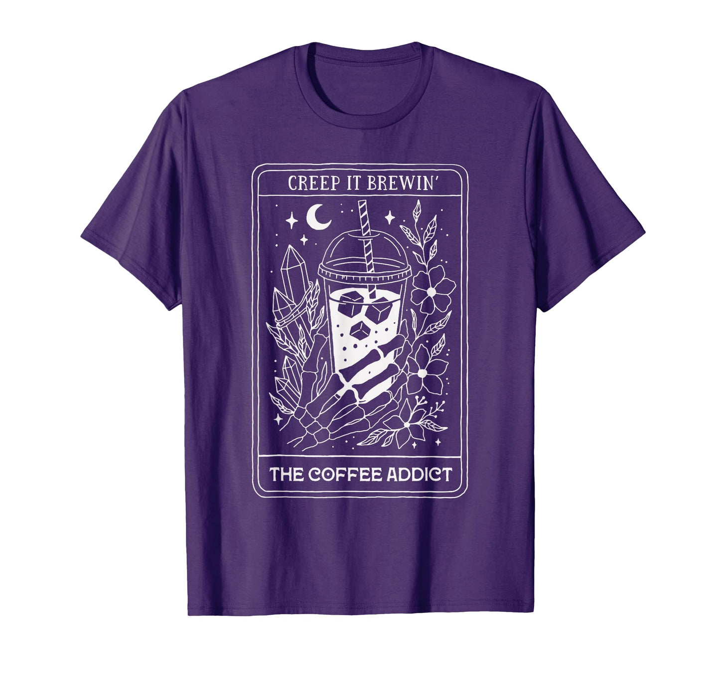Creep It Brewin Coffee Skeleton Hand Iced Coffee Halloween T-Shirt
