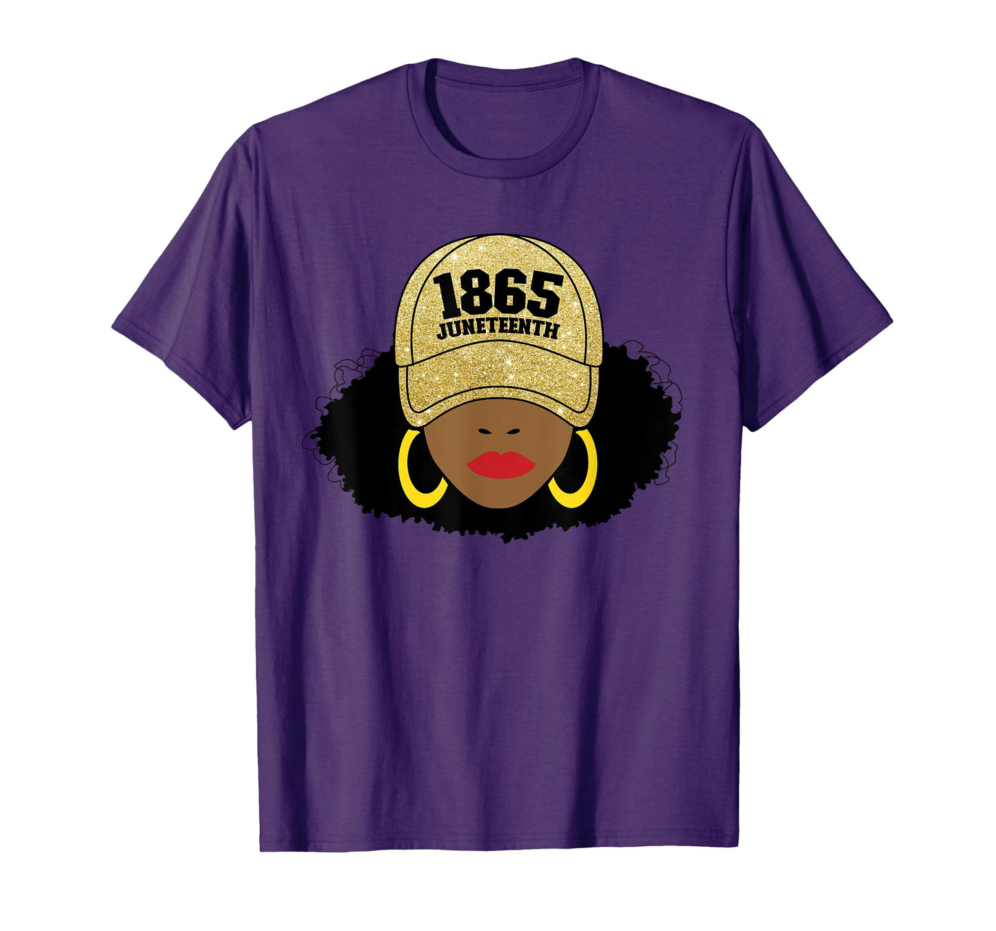 Juneteenth 1865 Black Freedom Afro Gold Women's Juneteenth T-Shirt