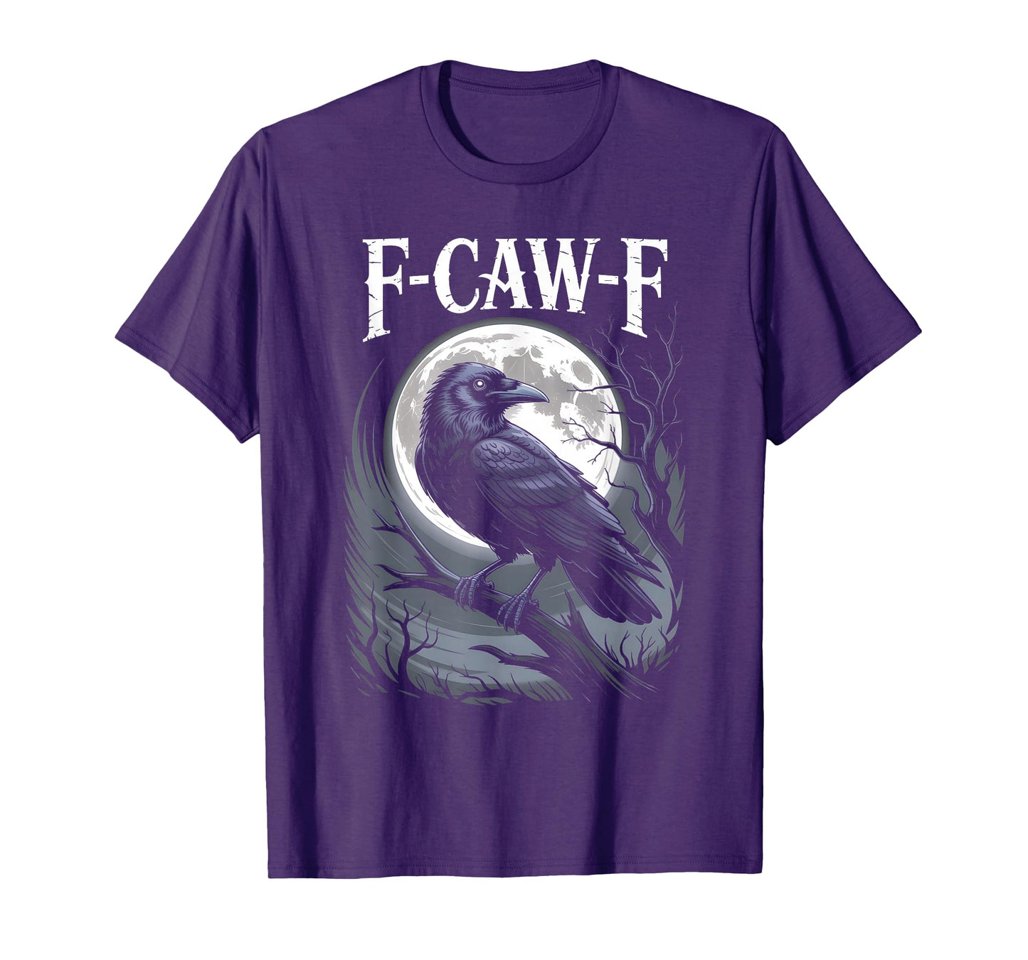 Funny F-Caw-F Crow Gothic Moon Humor Halloween T-Shirt