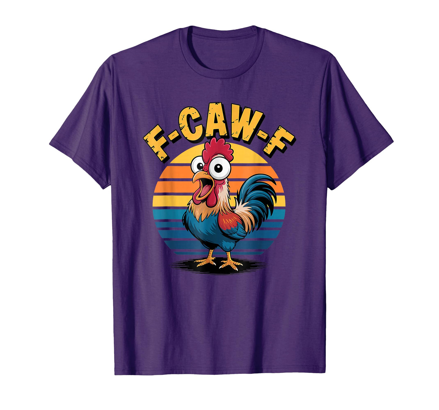 F-Caw-F Funny Retro Sunset Chicken Vintage F-Caw-F Design T-Shirt