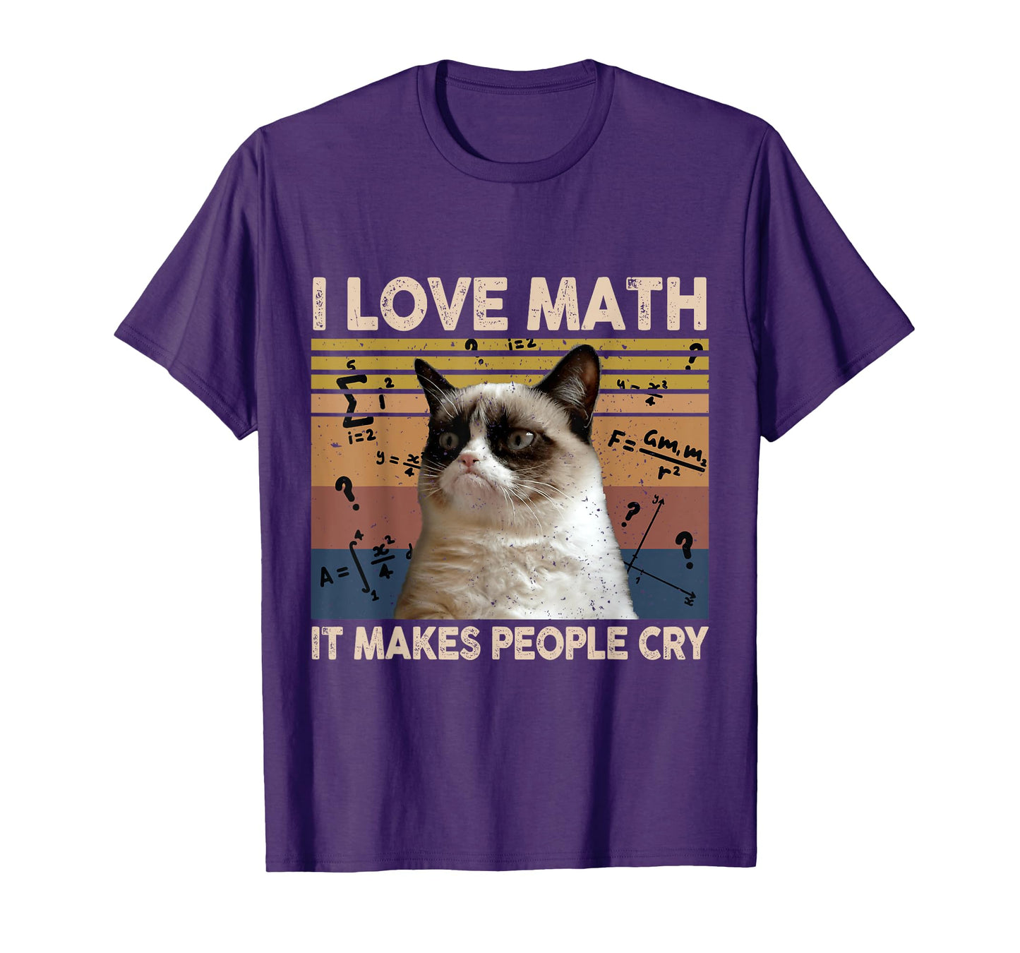 I Love Math It Makes People Cry Cat Lover T-Shirt for Men Women