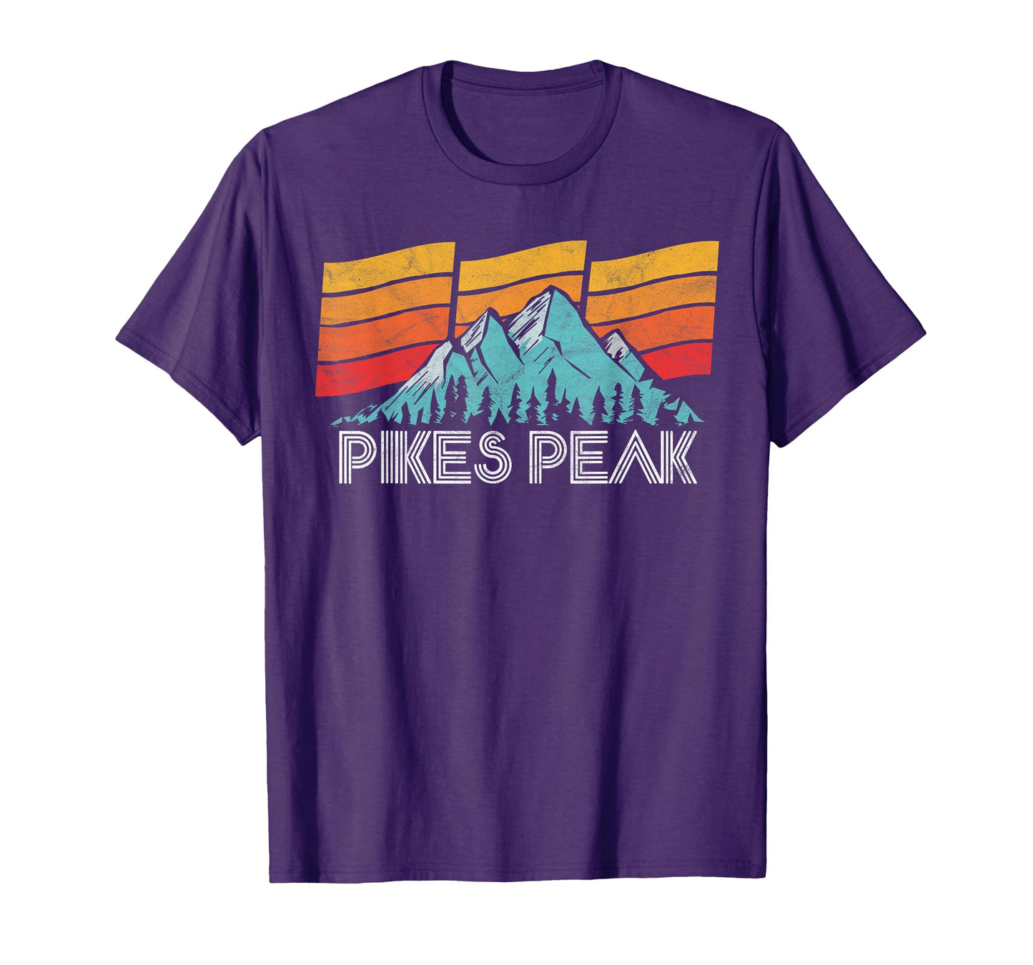 Pikes Peak Colorado Retro Sun, Sky & Mountains 80s Tee Shirt T-Shirt