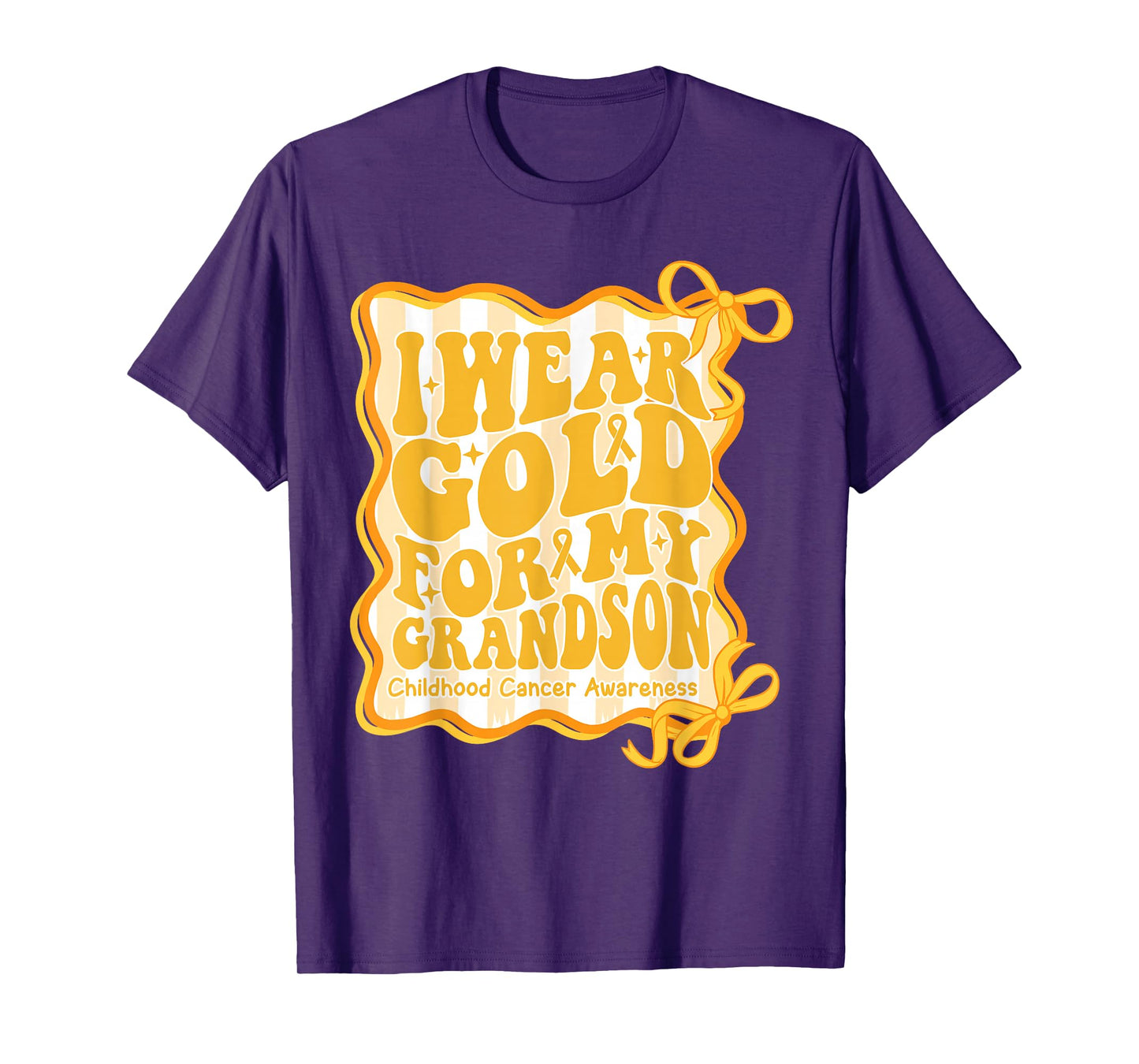 Preppy I Wear Gold for My Grandson Childhood Cancer Groovy T-Shirt