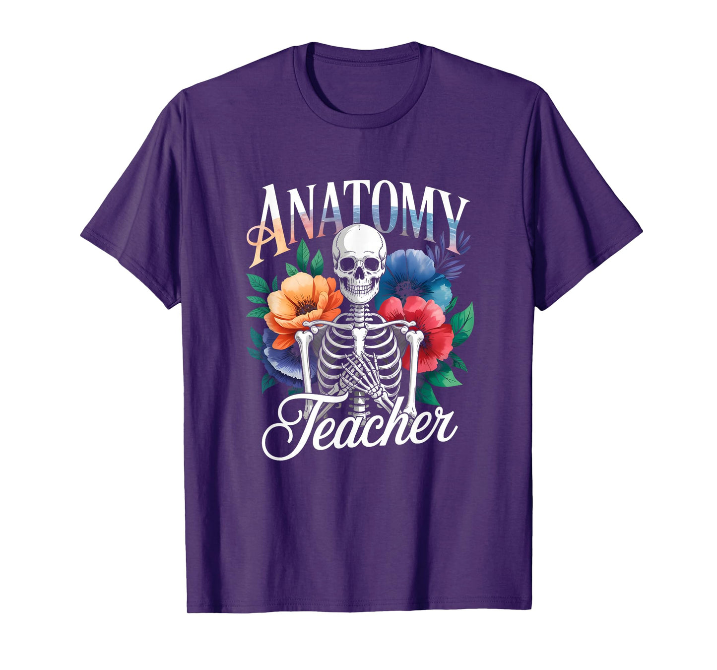Halloween Anatomy Teacher Floral Skeleton Bouquet T-Shirt