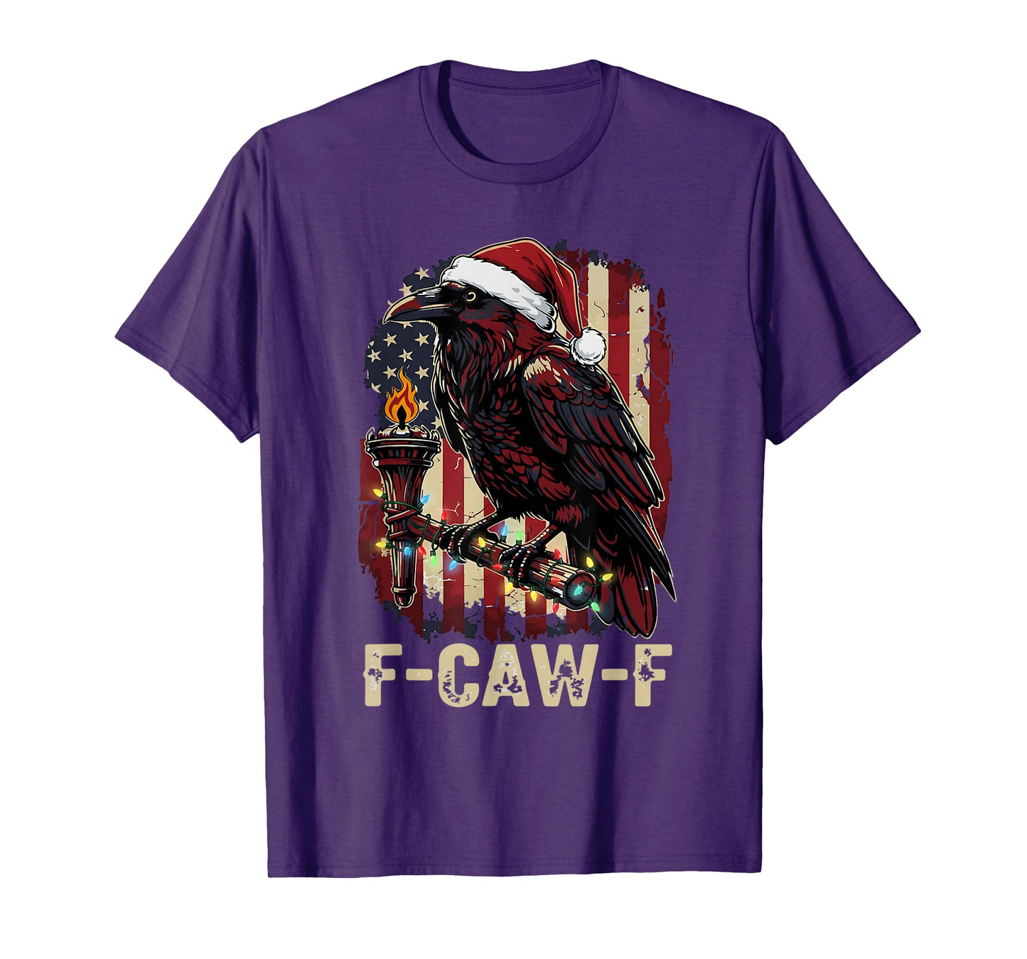 Funny Crow F-CAW-F Black Bird, Gothic Christmas Santa Hat T-Shirt