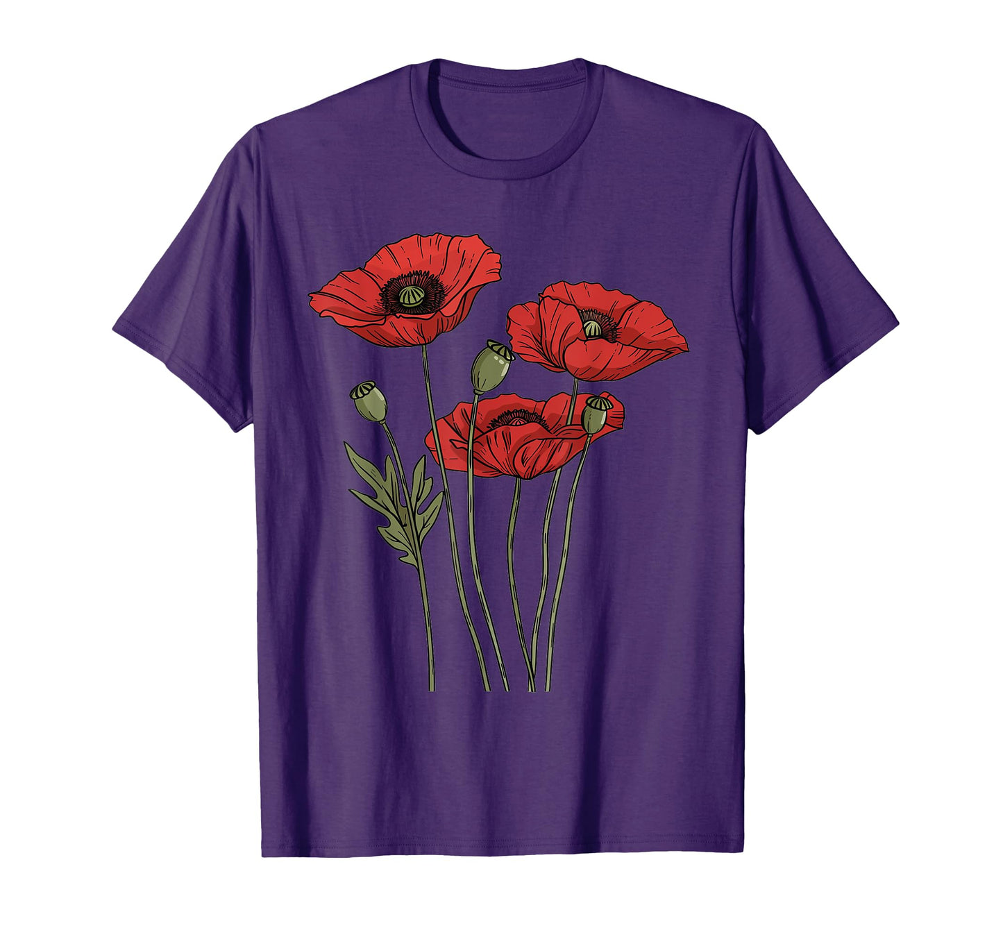 Poppy Flower Botanical Vintage Poppies Floral T-Shirt