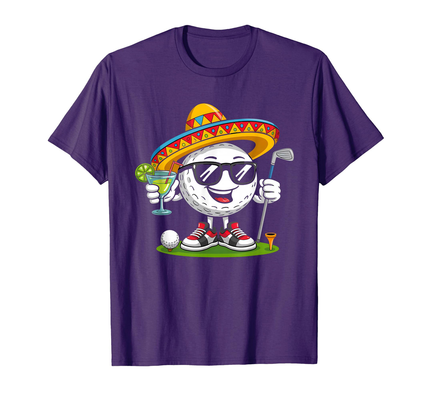 Funny Cinco de Mayo Golf Ball With Sombrero Margarita Golfer T-Shirt