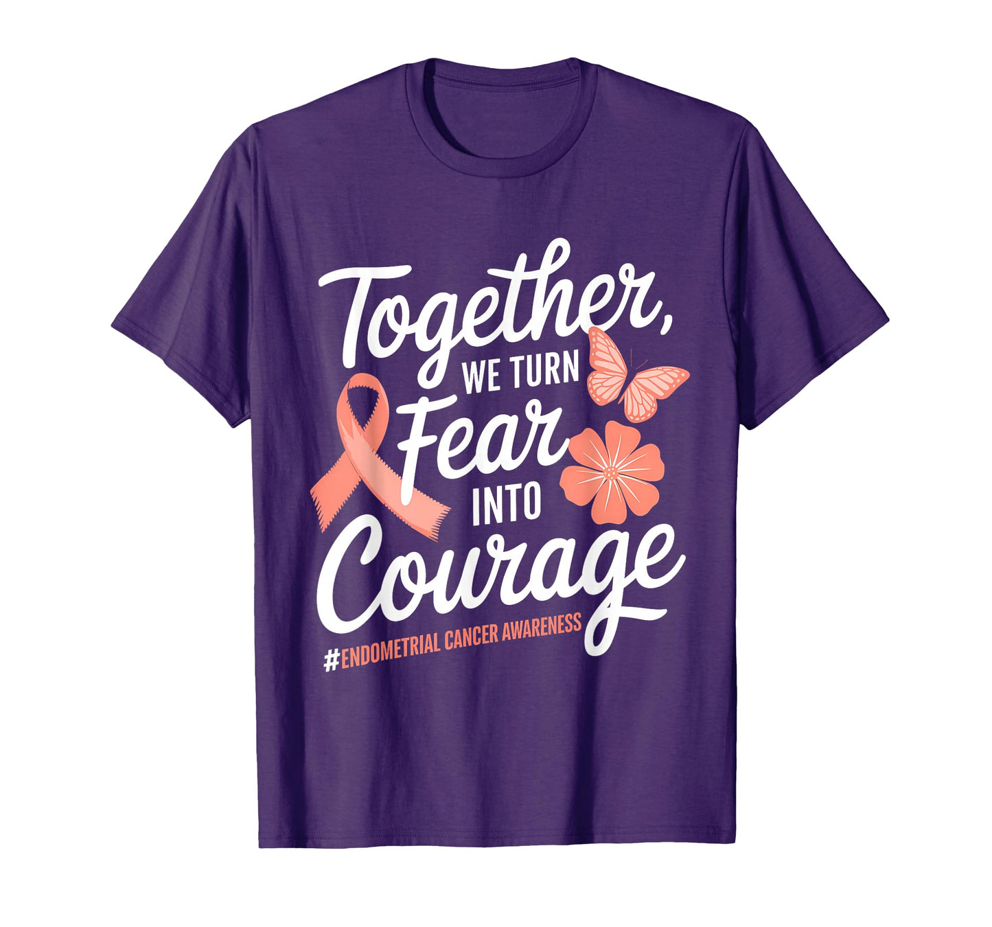 Endometrial Cancer Awareness Peach Ribbon T-Shirt