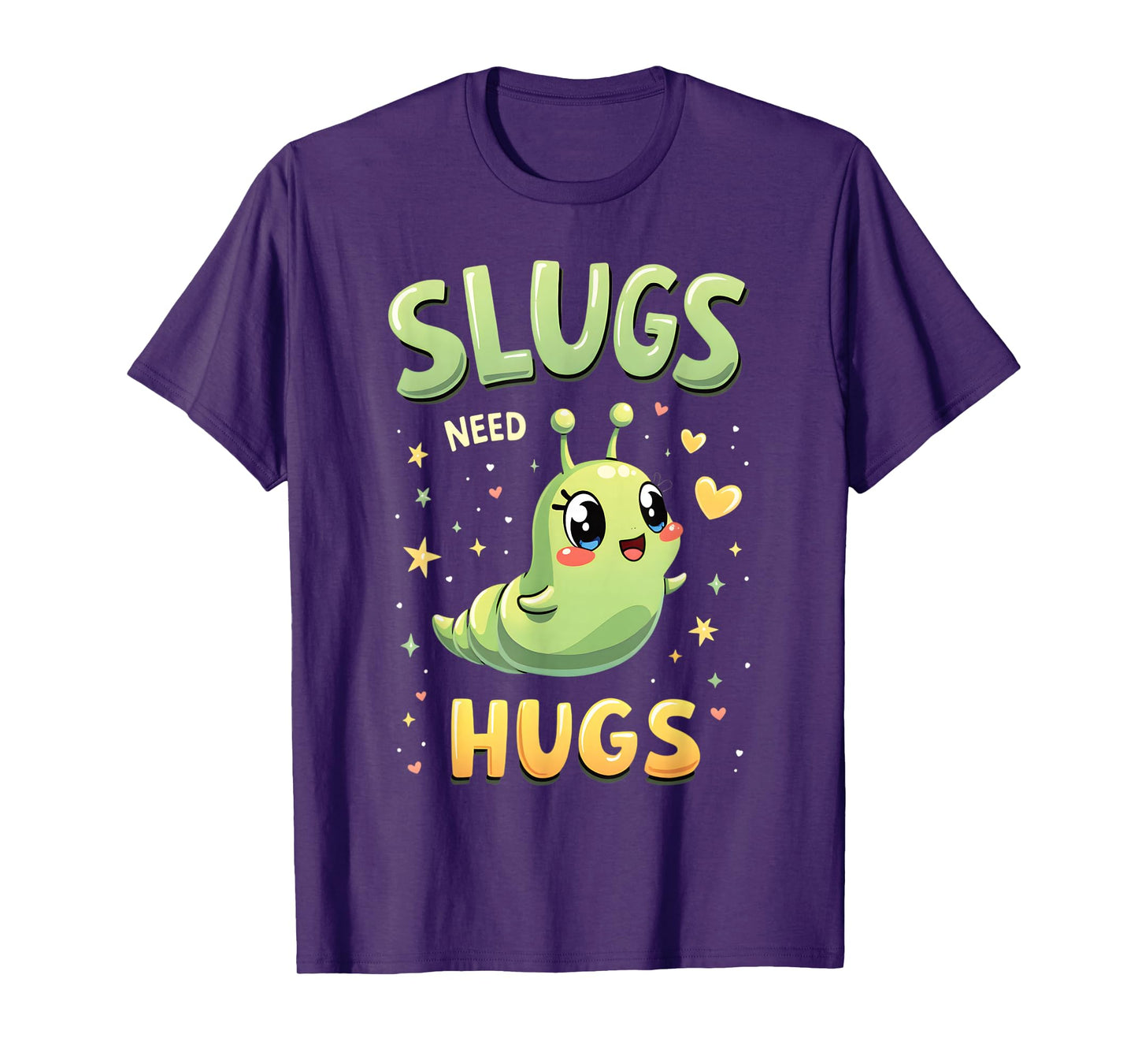 Cute Slug Lovers Whimsical Apparel Slugs Need Hugs Cute Cartoon Slug Art Unisex-Adult T-Shirt Black Small