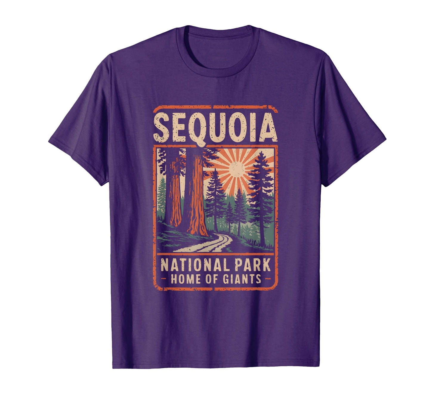 Sequoia National Park Mountain Sequoia Trees Retro T-Shirt