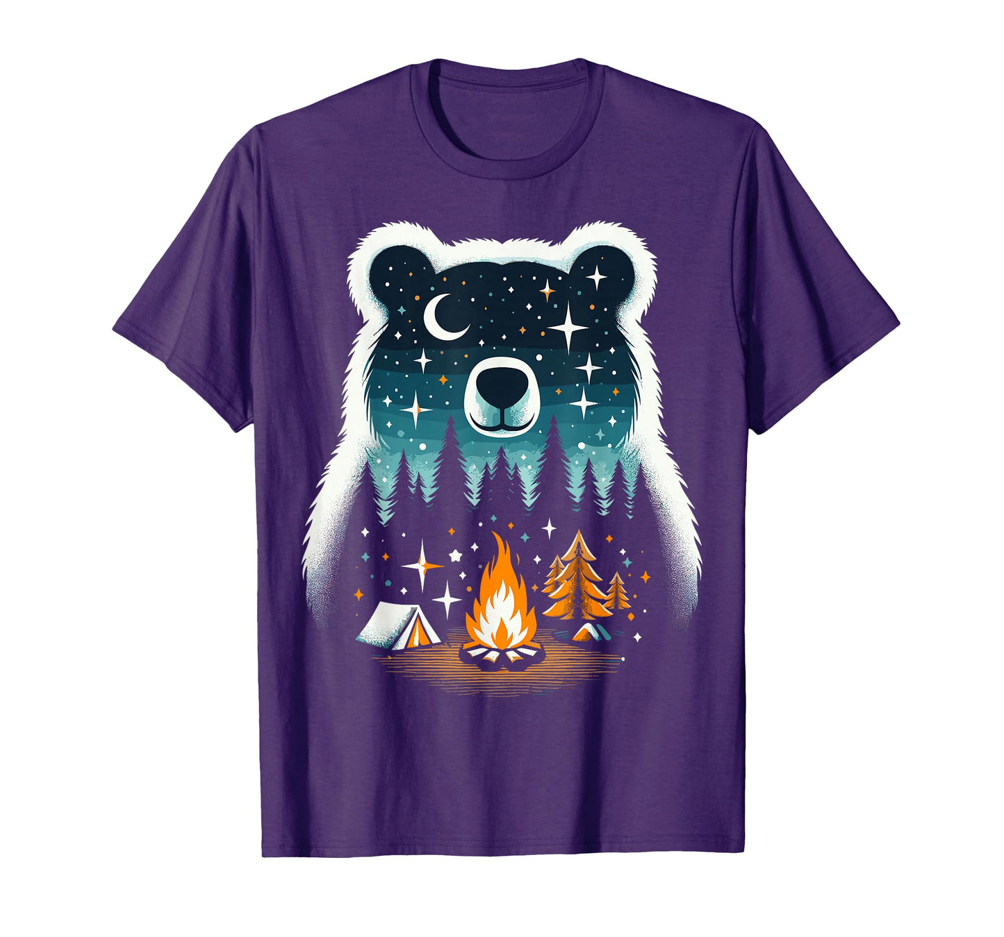 Retro Camping Bear Nature Forest Wildlife T-Shirt