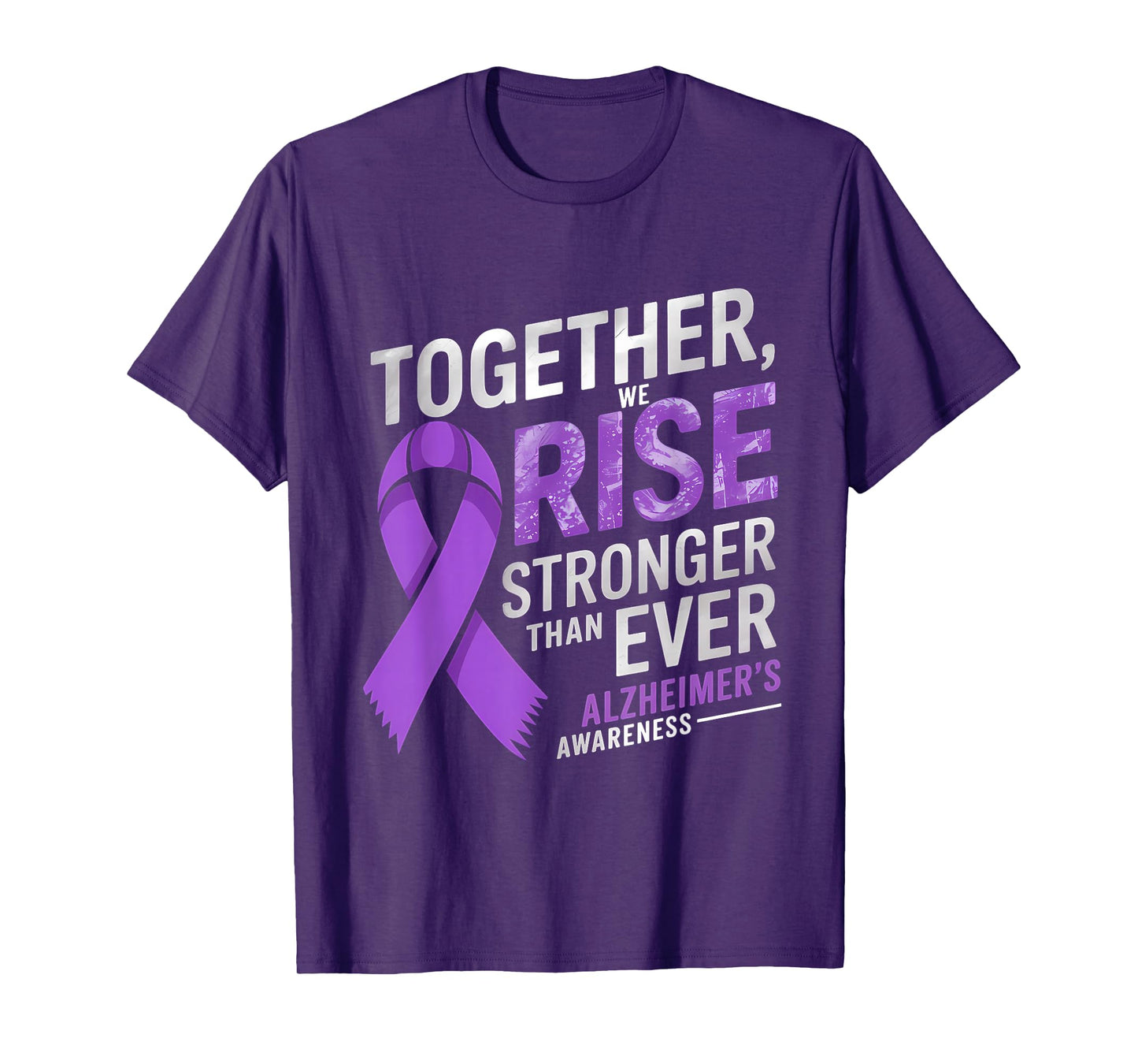 Alzheimer Awareness Month Together We Rise Purple Ribbon T-Shirt