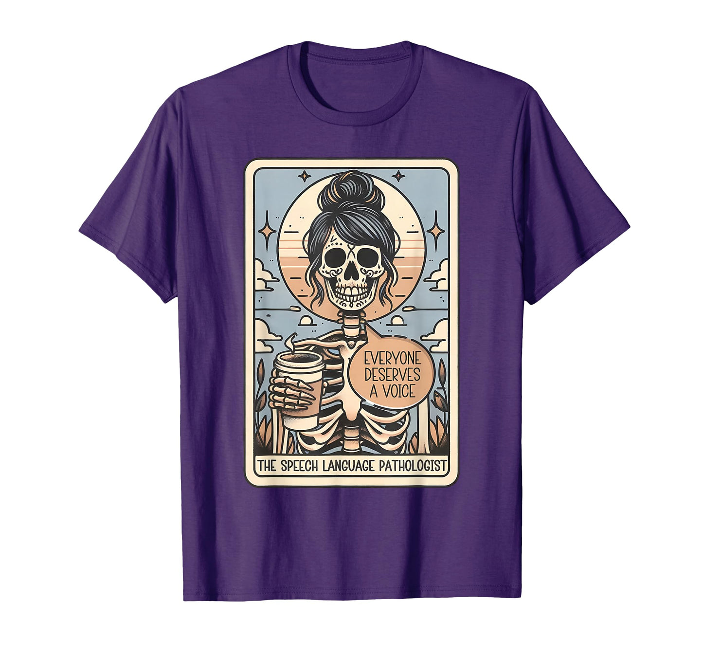 Skeleton Speech Language Pathologist Tarot Card Halloween T-Shirt