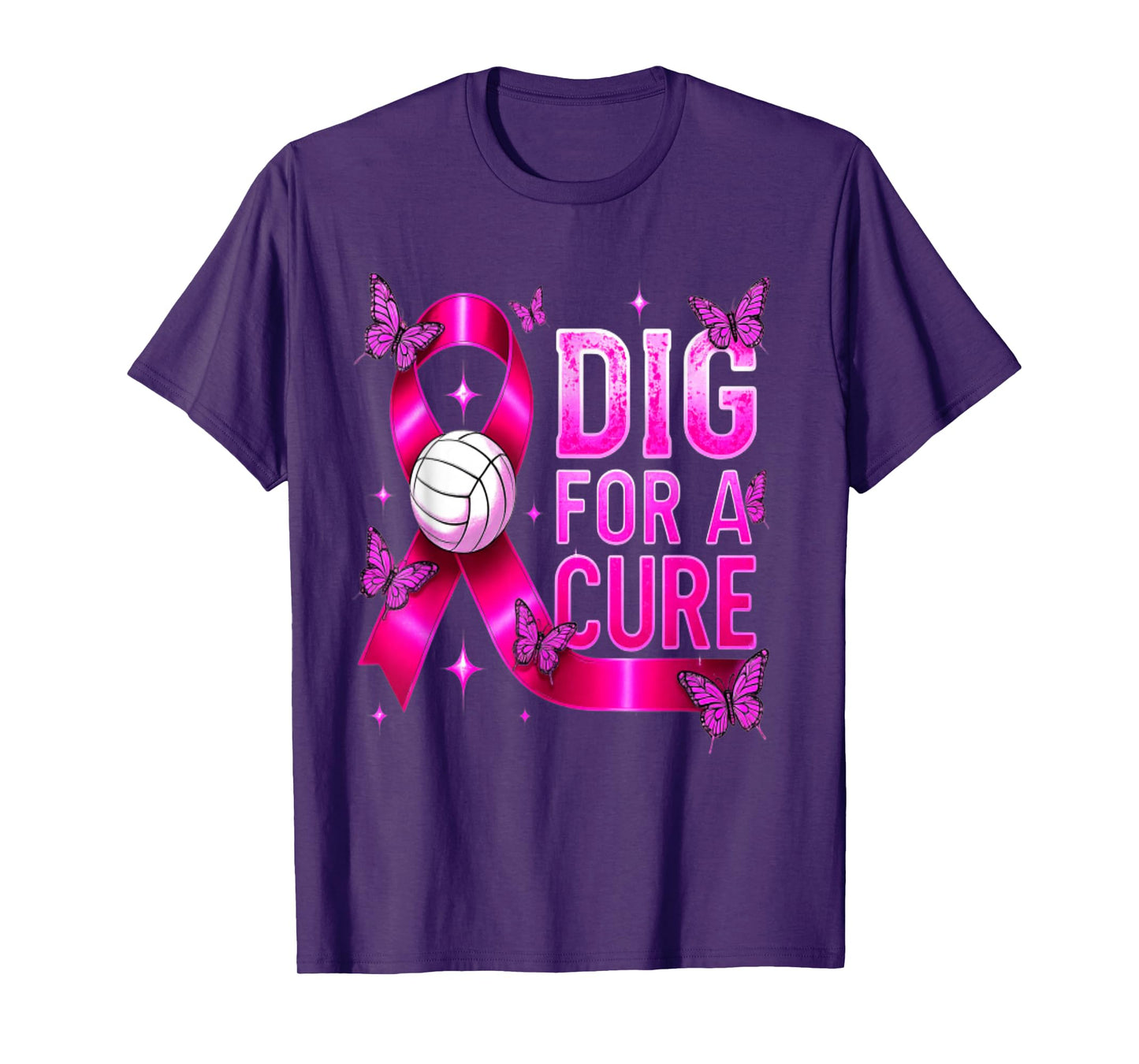 Dig for A Cure Volleyball Breast Cancer Awareness Pink T-Shirt