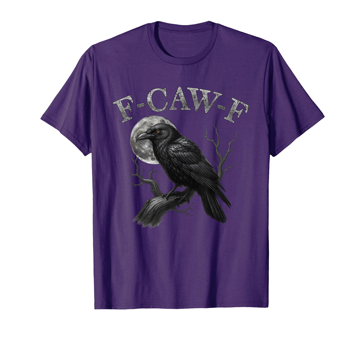 Black Crow, F-Caw-F Funny Black Raven Bird Moon Graphic Art T-Shirt