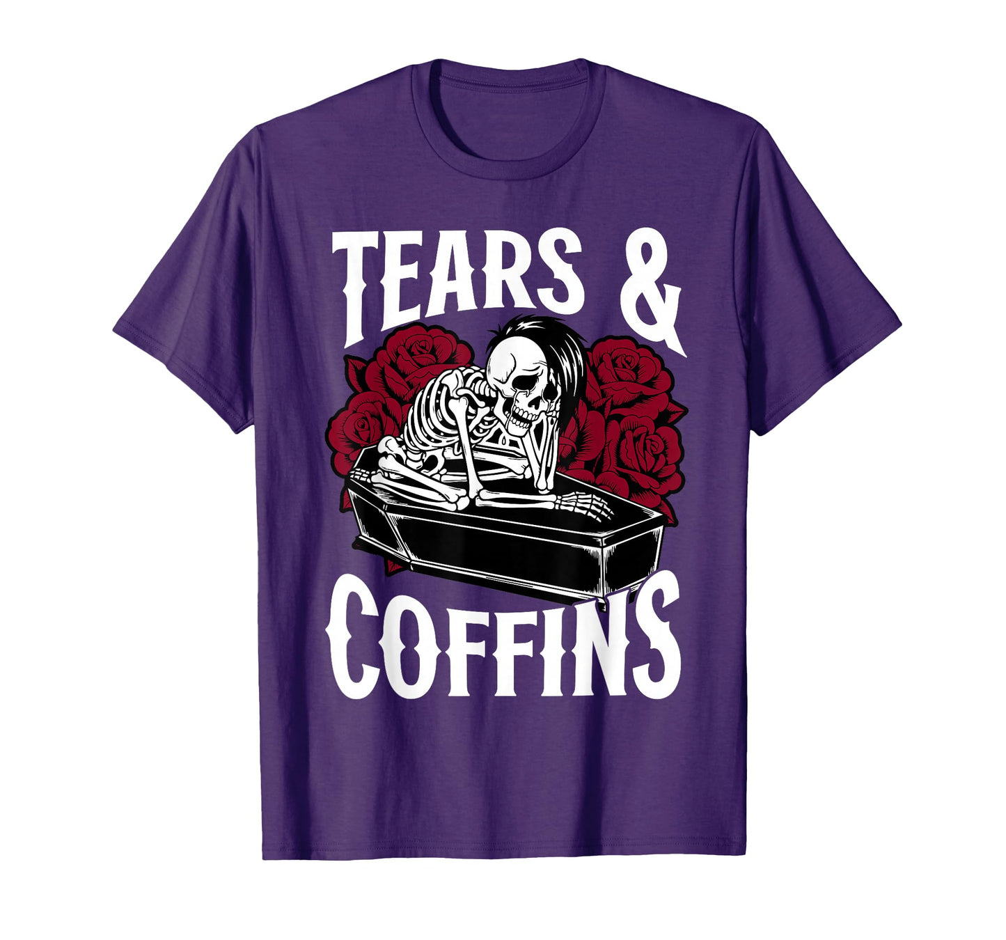 Tears and Coffins Emo Gothic Skeleton Aesthetic T-Shirt