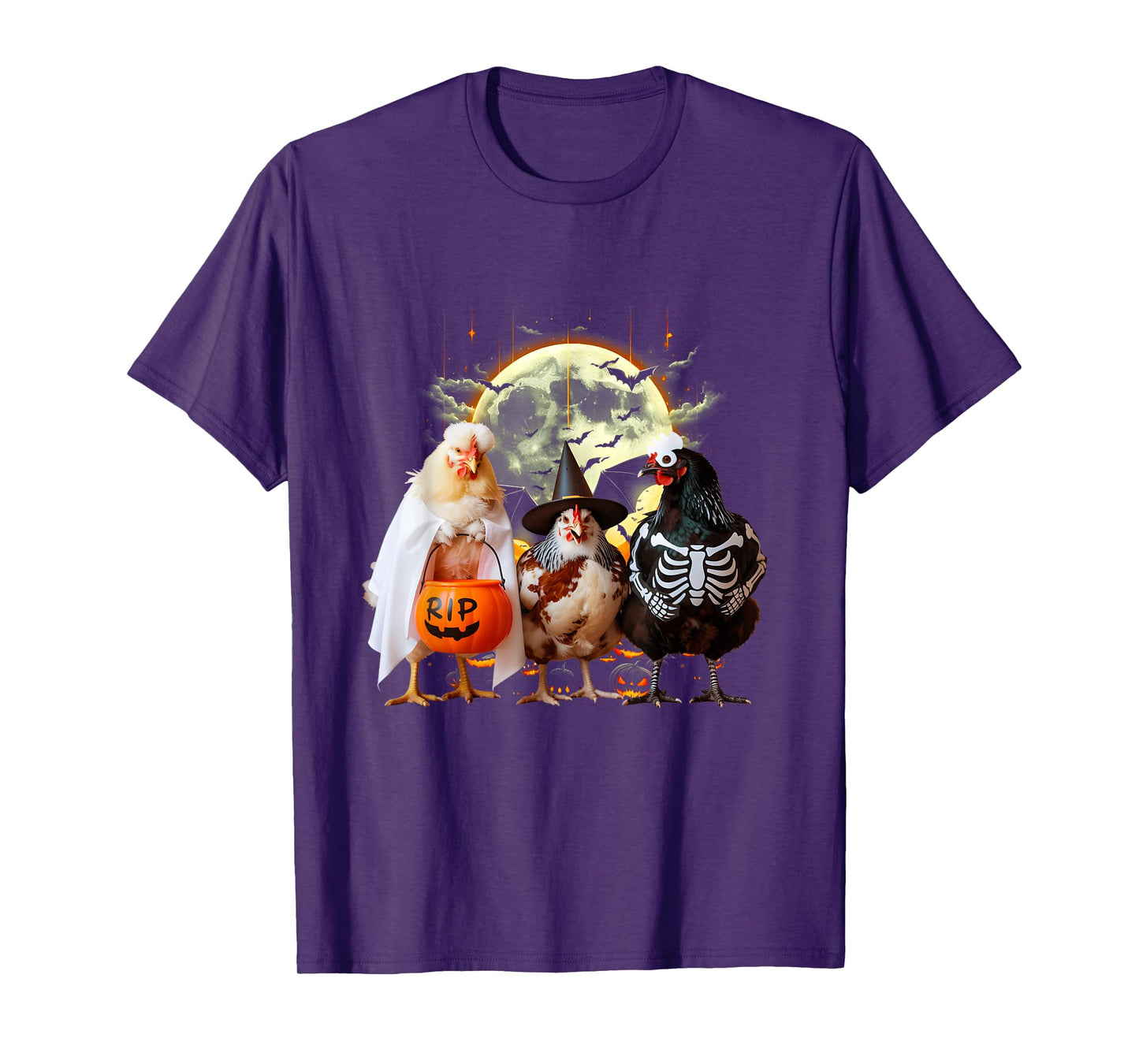 Halloween Chickens in Witch Ghost Skeleton Chick Or Treat T-Shirt