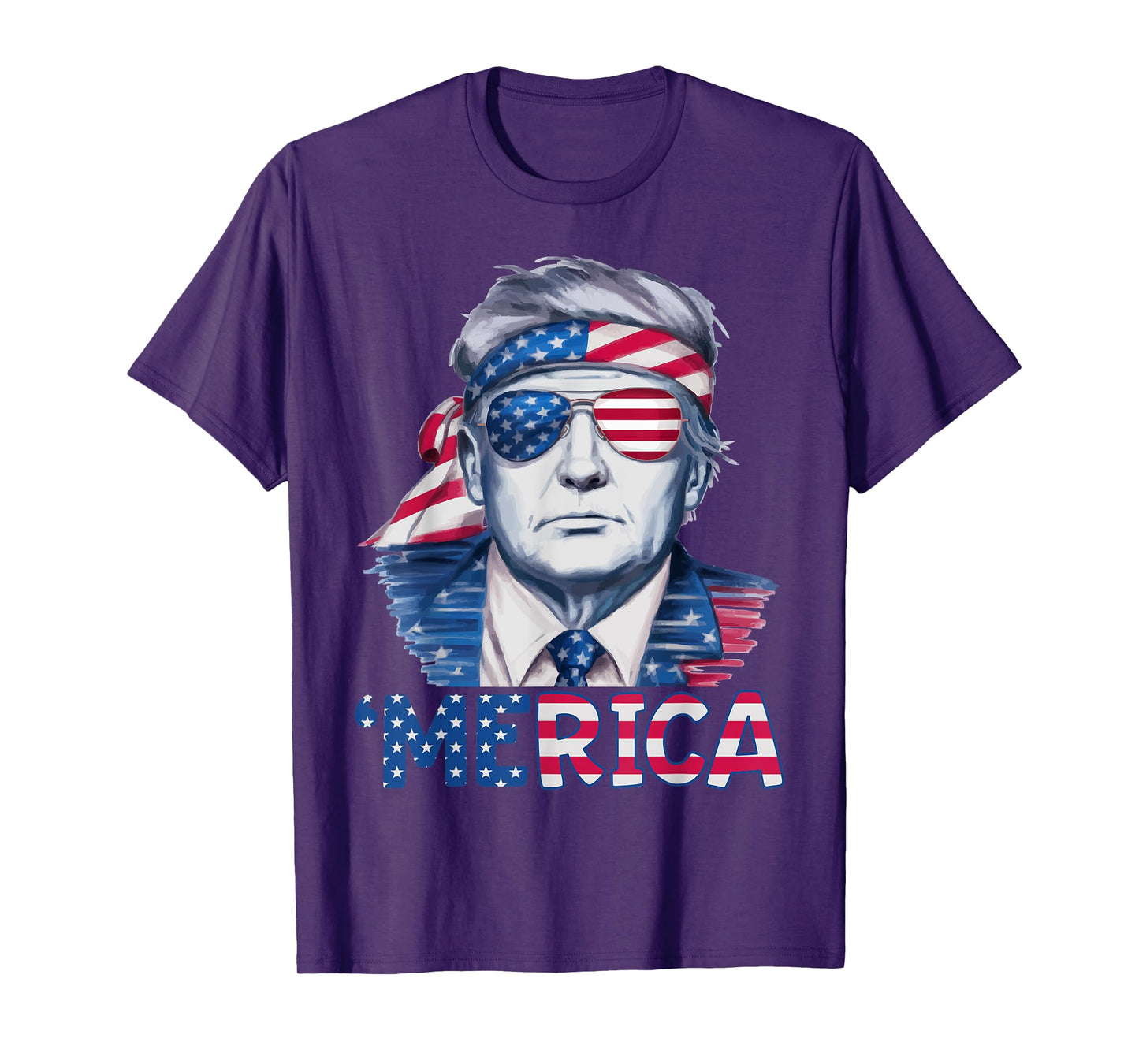 Donald Trump Won Elections 2024 'Merica USA Flag Sunglass T-Shirt