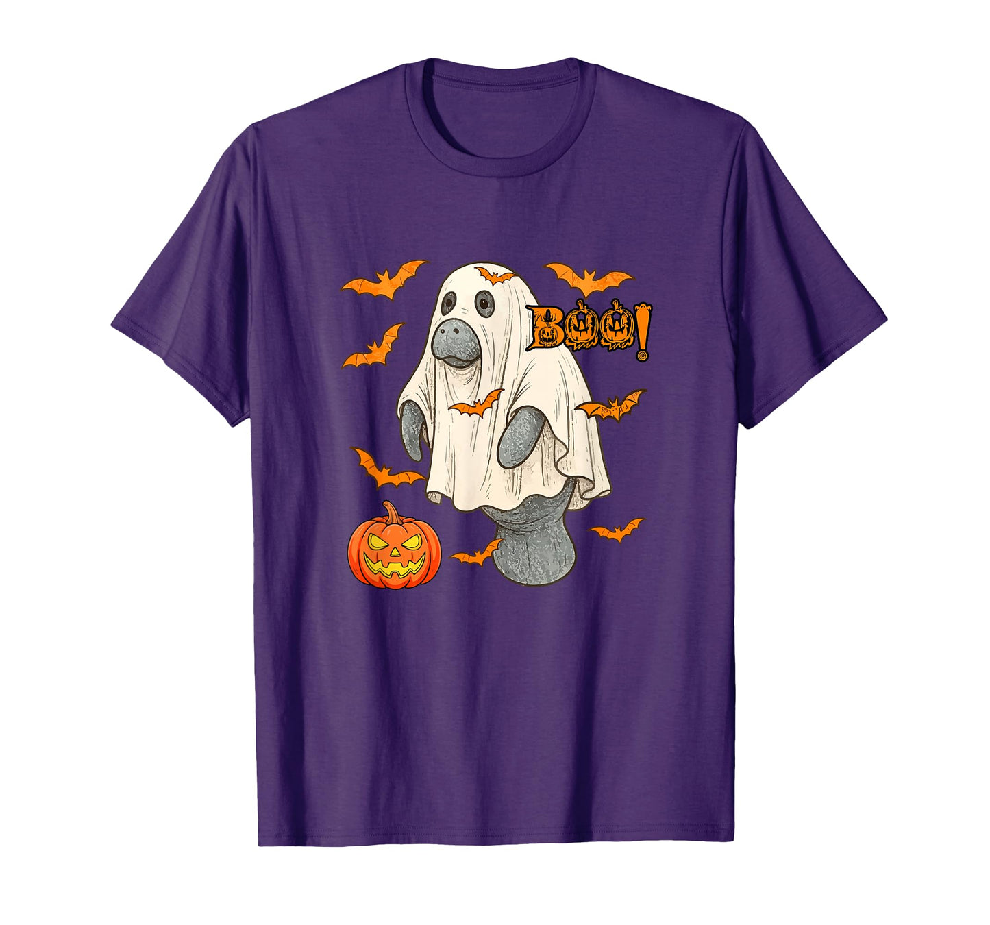 Boo Halloween Manatee Cosplay Ghost Costume Animal Lover T-Shirt