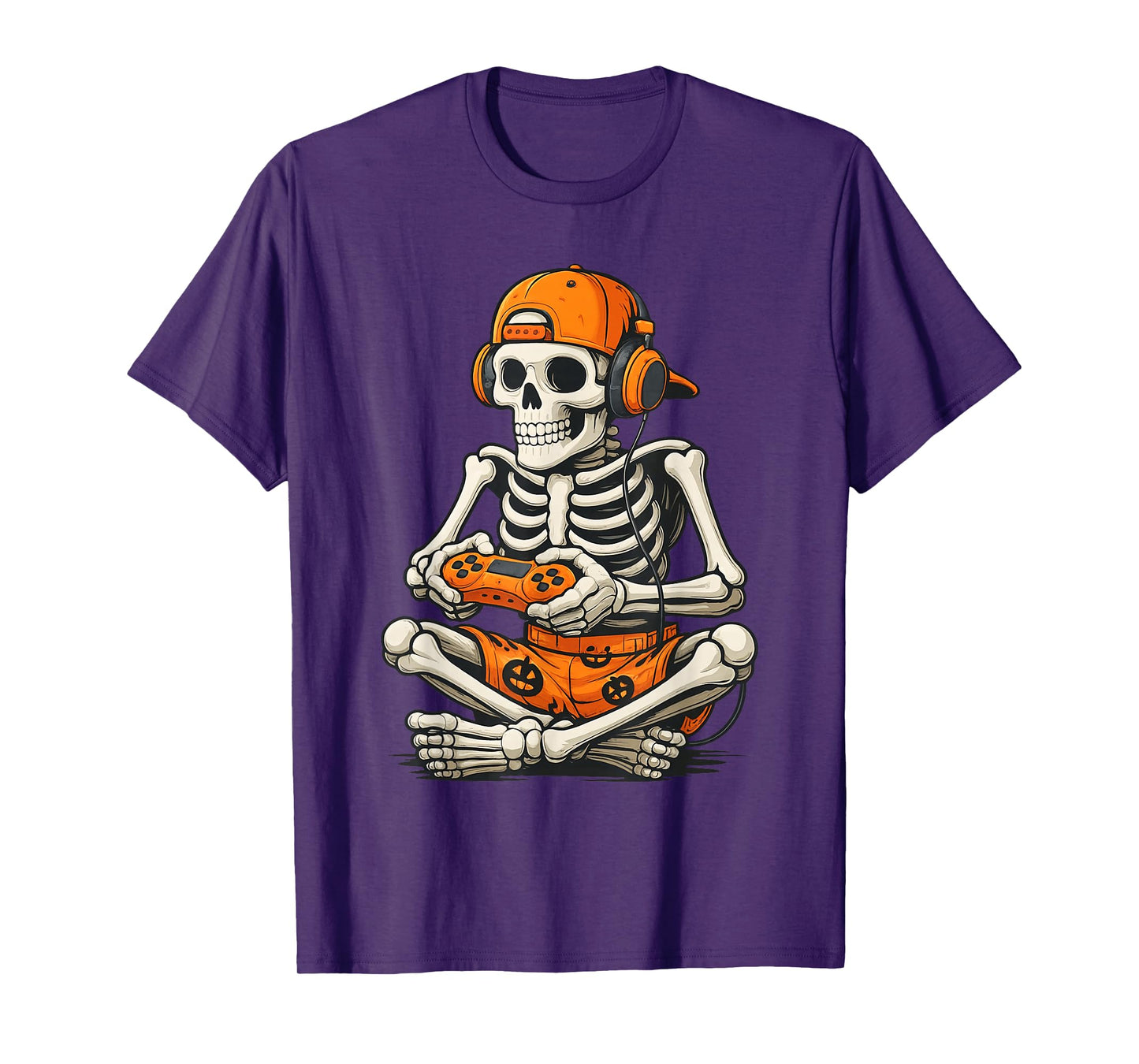 Halloween Gamer Skeleton Playing Video Games Console T-Shirt