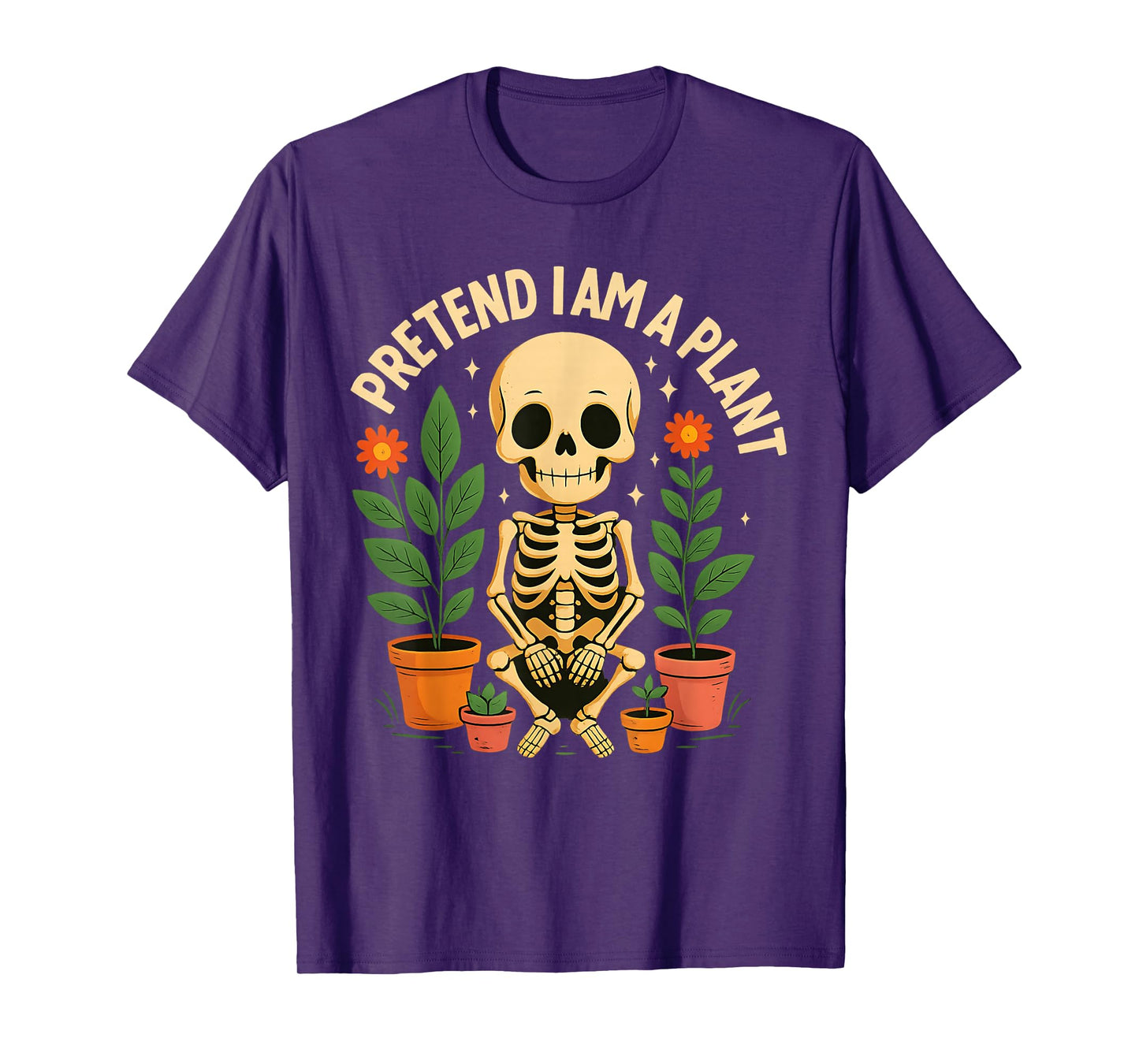 Funny Pretend I am A Plant Halloween Skeleton Matching Party T-Shirt