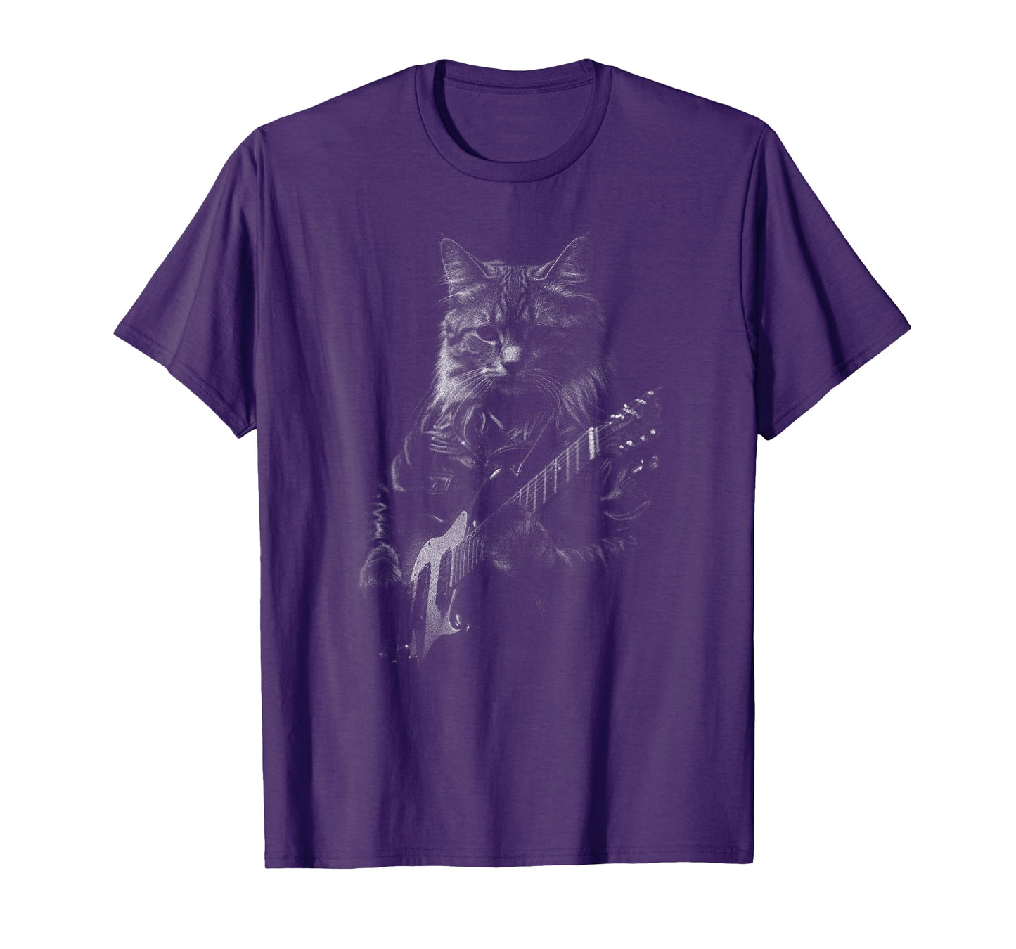 Rock Cat Playing Guitar mens woman Funny Guitar Cat T-Shirt